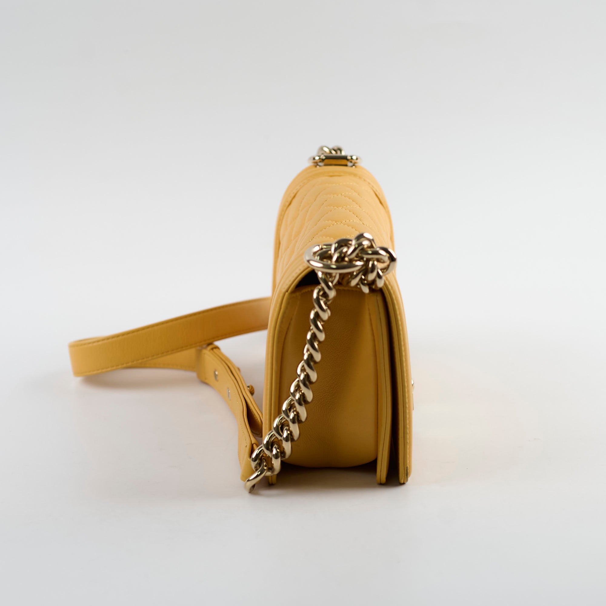 Chanel Small Boy Yellow Leather Shoulder Bag - Luxury Designer Handbag for Women | Perfect for Parties, Dating & Everyday Use