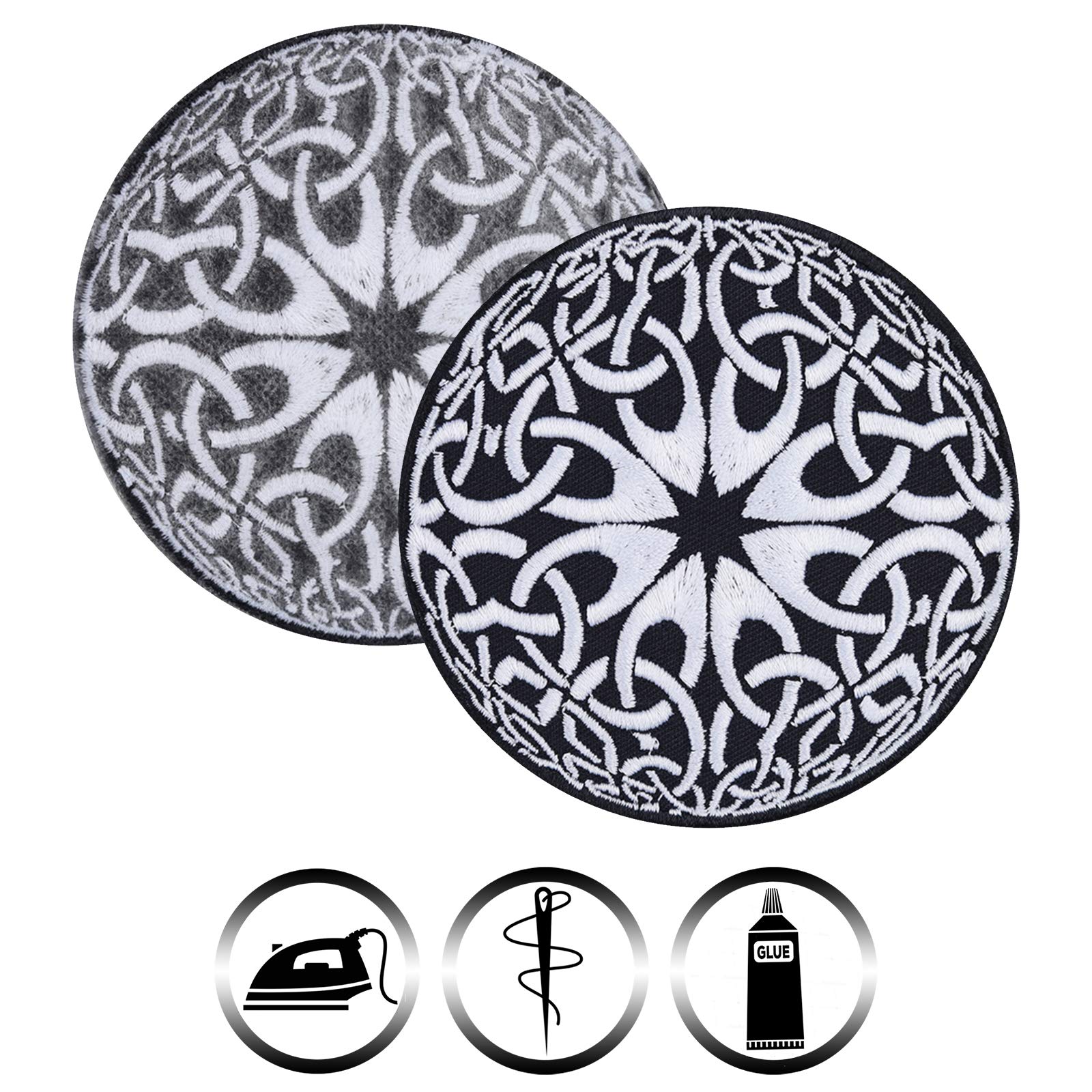 Celtic Infinity Nordic Knot Embroidered Iron On Patch - Viking Style Biker Badge for Jackets, Jeans & Vests (3.54x3.54 Inch) | Perfect for Motorcycle Riders, Rock Music Fans & Medieval Enthusiasts - Great for Customizing Denim, Leather & Backpacks