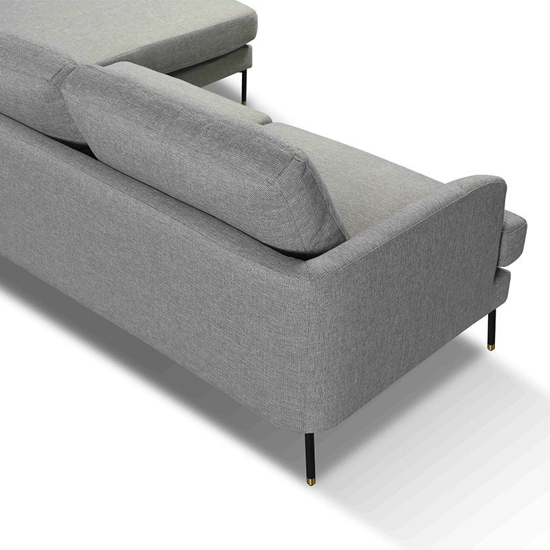 TIANA 3-Seater Sofa with Right Chaise Lounge - Modern Grey Fabric Sectional Couch for Living Room, Lounge & Small Spaces