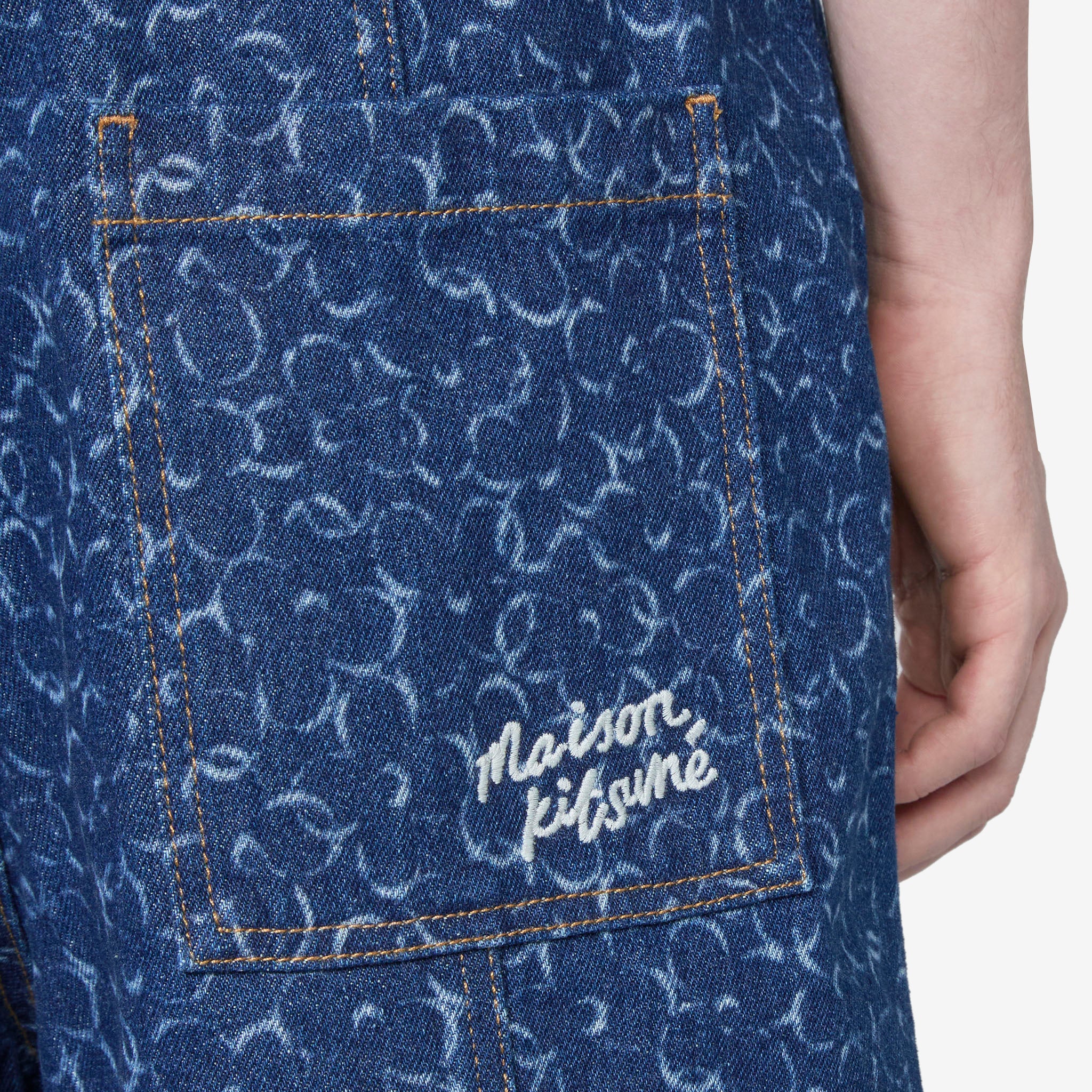 Laser Print Denim Workwear Bermuda Shorts for Men - Durable & Stylish for Work, Outdoor & Casual Wear