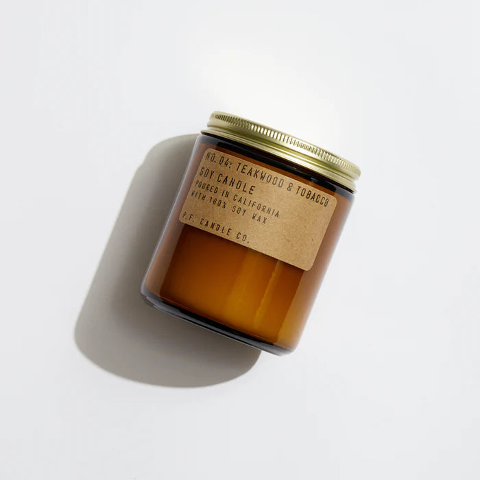 Premium 7.2oz Teakwood Tobacco Scented Soy Candle - Handmade Classic Home Decor for Relaxation, Aromatherapy & Romantic Ambiance