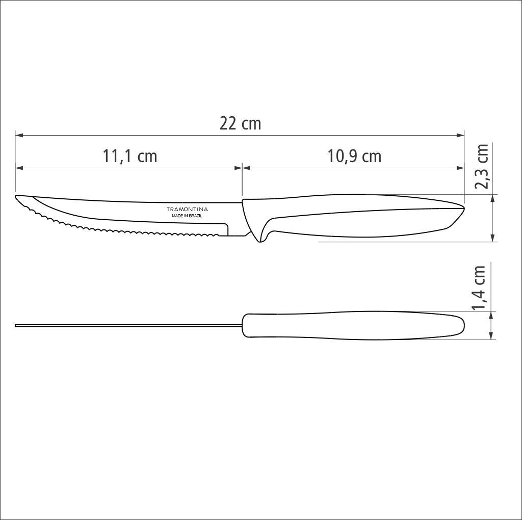Tramontina 6-Piece Stainless Steel Kitchen Knife Set - Serrated Fruit & Tomato Knife, Vegetable Chopper & Peeler - Multipurpose with Pointed Tip (Grey, Model 23498654) - Perfect for Home Cooking, Meal Prep & Professional Kitchens