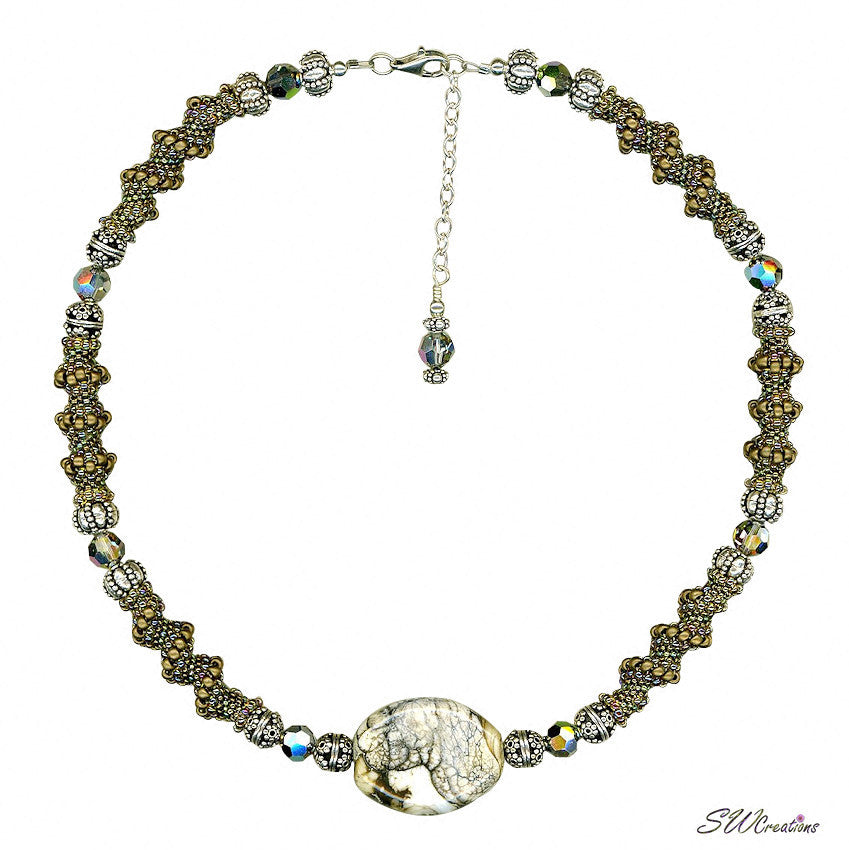 Handmade Vitriol Lampwork Beaded Necklace - Unique Artisan Jewelry for Women, Gift for Her, Boho Chic Accessory for Parties, Weddings & Everyday Wear