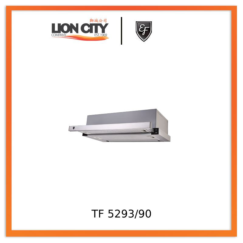 EF 90CM Kitchen Range Hood - TF 5293/90L Stainless Steel Cooker Hood with Powerful Extraction & LED Lighting for Modern Home Cooking