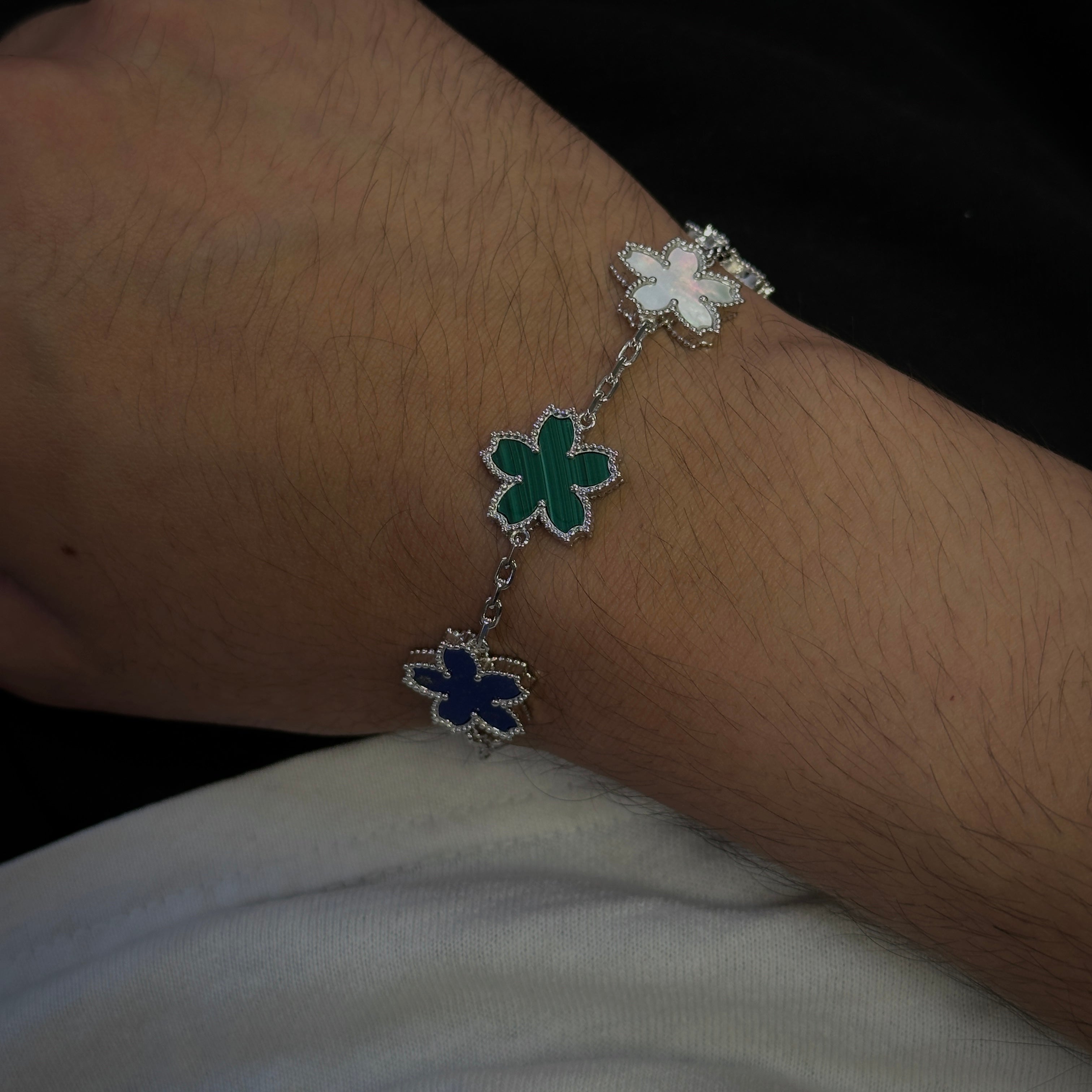 Sakura 5 Motif Multistone Bracelet for Women - Elegant Floral Jewelry Gift for Birthday, Anniversary & Special Occasions