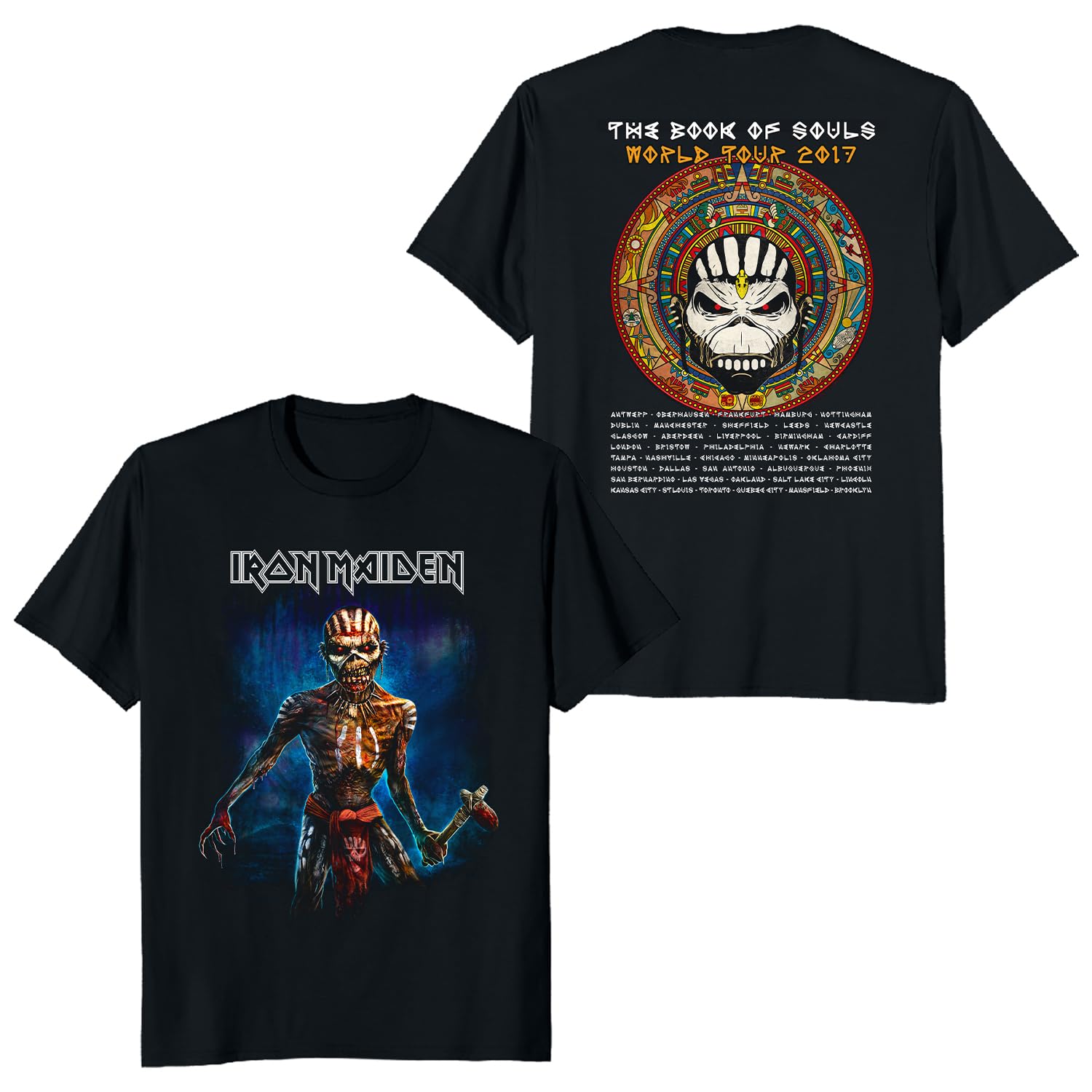 Iron Maiden The Book of Souls 2017 Tour Edition Graphic Axe T-Shirt - Heavy Metal Band Merch for Concerts & Casual Wear