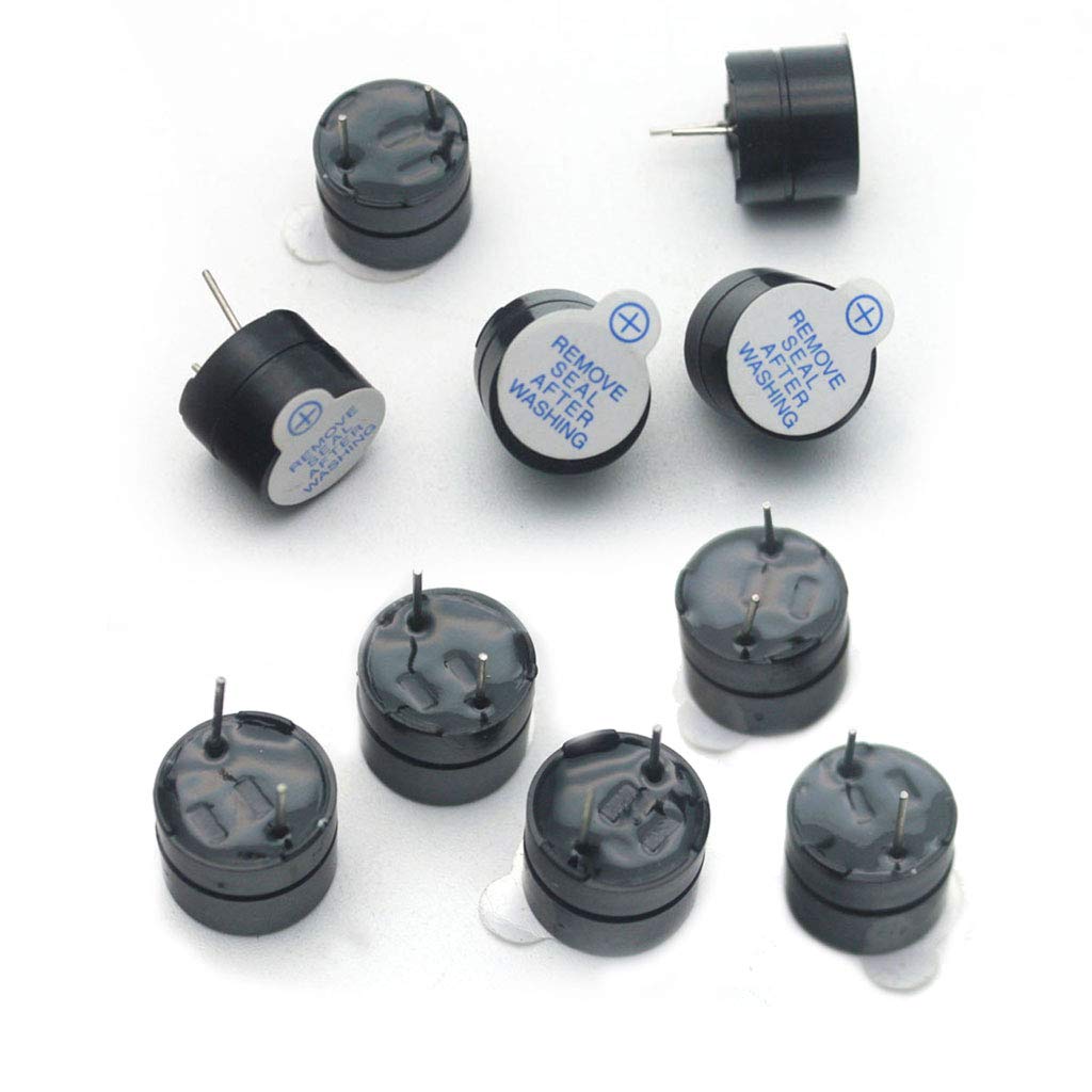 10pcs 5V Active Buzzer Alarm - 12mm Mini Continuous Beep Tone Electronic Buzzer for Computers, Printers, Toys (1.2 x 0.95cm, Black) - Perfect for DIY Projects, Security Alarms & Electronic Devices