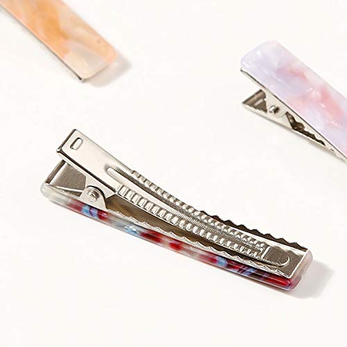 Numblartd 9Pcs Mini Rectangle Acetate Hair Clips - Women's Fashion Geometric Marble Hair Clips for Bangs & Side Styling | Non-Slip Duckbill & Alligator Hairpins for Daily Use, Work & Special Occasions