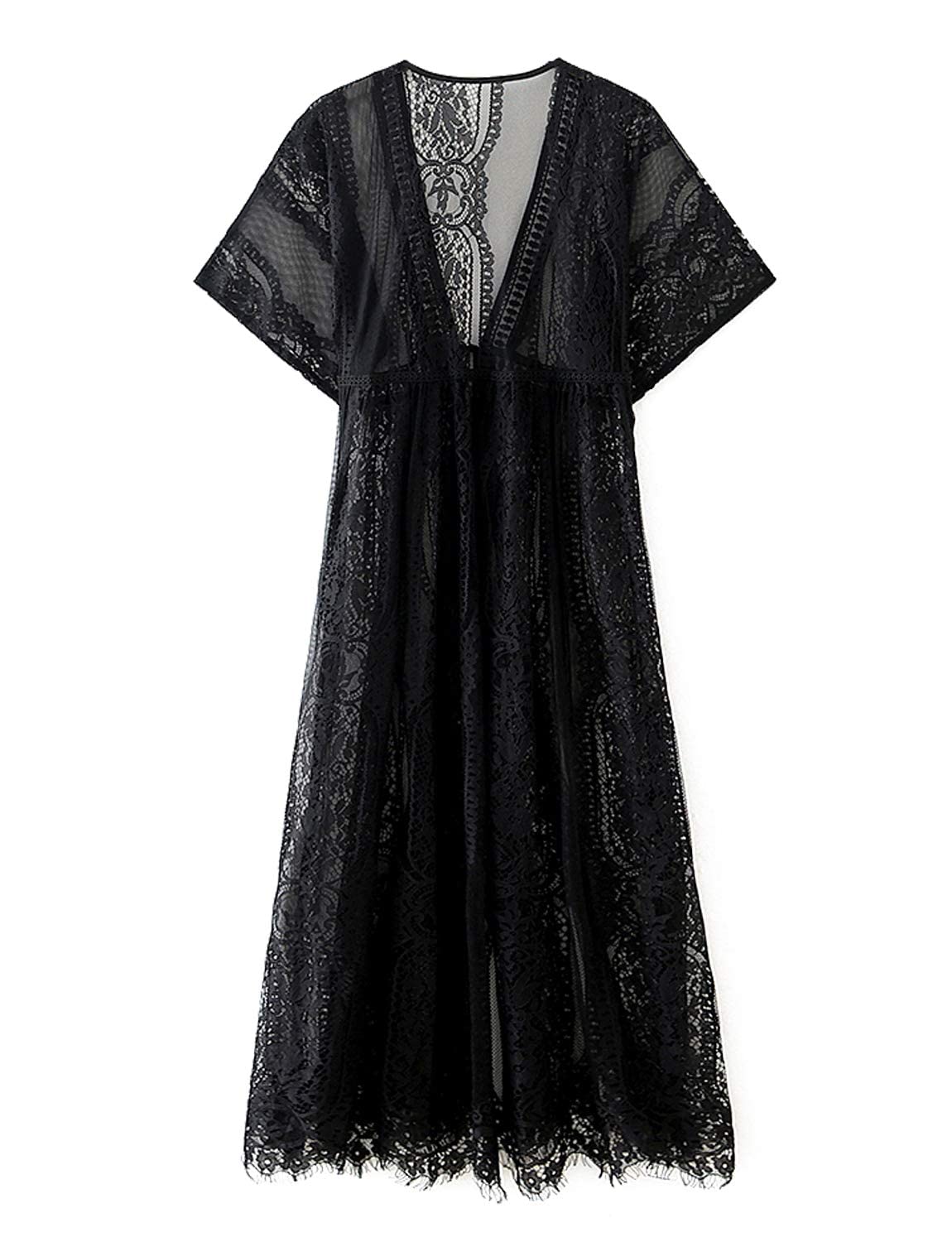 MayBuy Women's Summer Long Flowy Kimono Cardigans - Boho Chiffon Beach Cover Up Tops for Vacation, Pool Party & Casual Outfit