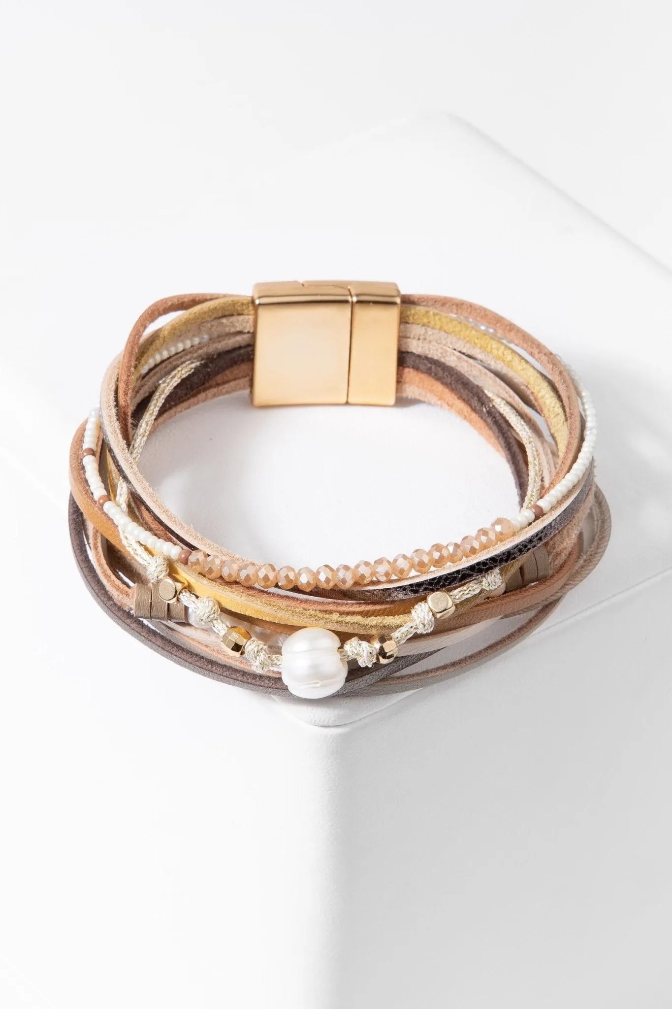 Elegant Leather Pearl Beaded Multi-Strand Bracelet for Women - Perfect for Weddings, Parties & Everyday Fashion Accessories