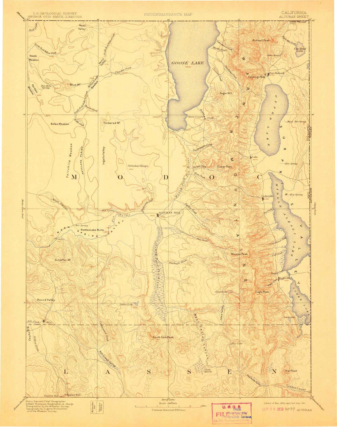Vintage 1892 Alturas CA Topographic Map - 1:250,000 Scale Historical Map (Updated 1911) - 19.8 x 15.7 Inch Wall Decor for Home Office, Classroom & Geography Enthusiasts