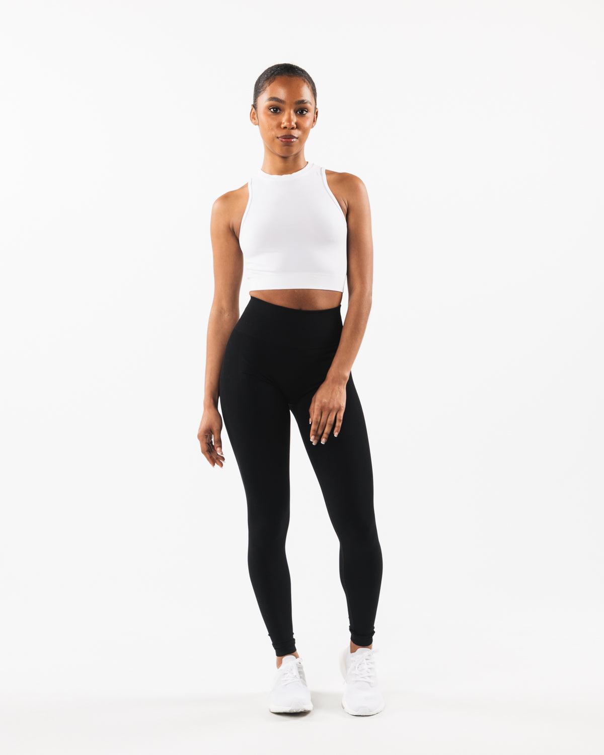 Stratus Crop Tank Top - Women's White Short Sleeve Athletic Shirt for Yoga, Running & Gym Workouts