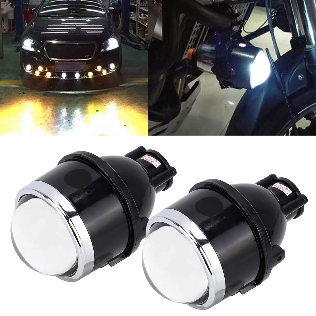 IPHCAR M611 2-Pack 2.5 Inch H11/H8 Bi-Xenon Fog Lights for Cars - 12V DC Waterproof LED Off-Road Driving Lights (Bulbs Not Included) - Perfect for Trucks, SUVs & Nighttime Adventure Vehicles