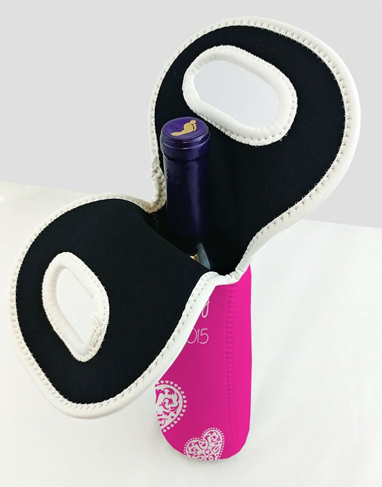 Personalized Wine Tote Bags with Heart Pattern - Multiple Color Choices for Gifts, Bridal Showers & Wine Lovers