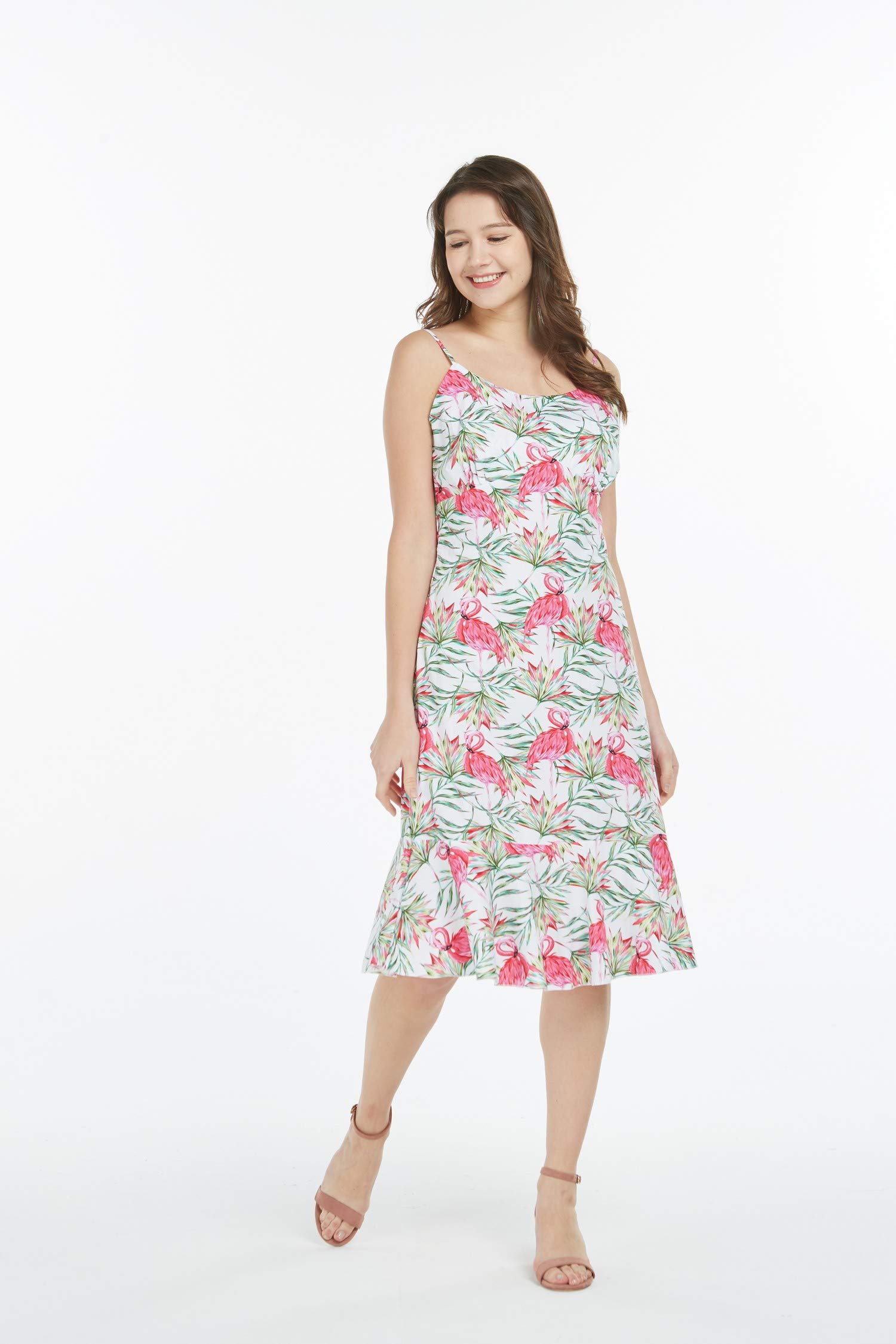 Hawaiian Mermaid Ruffle Dress for Women - Flamingo Print Tropical Summer Beach Party Dress | Perfect for Vacation, Luau, Poolside & Beach Getaways