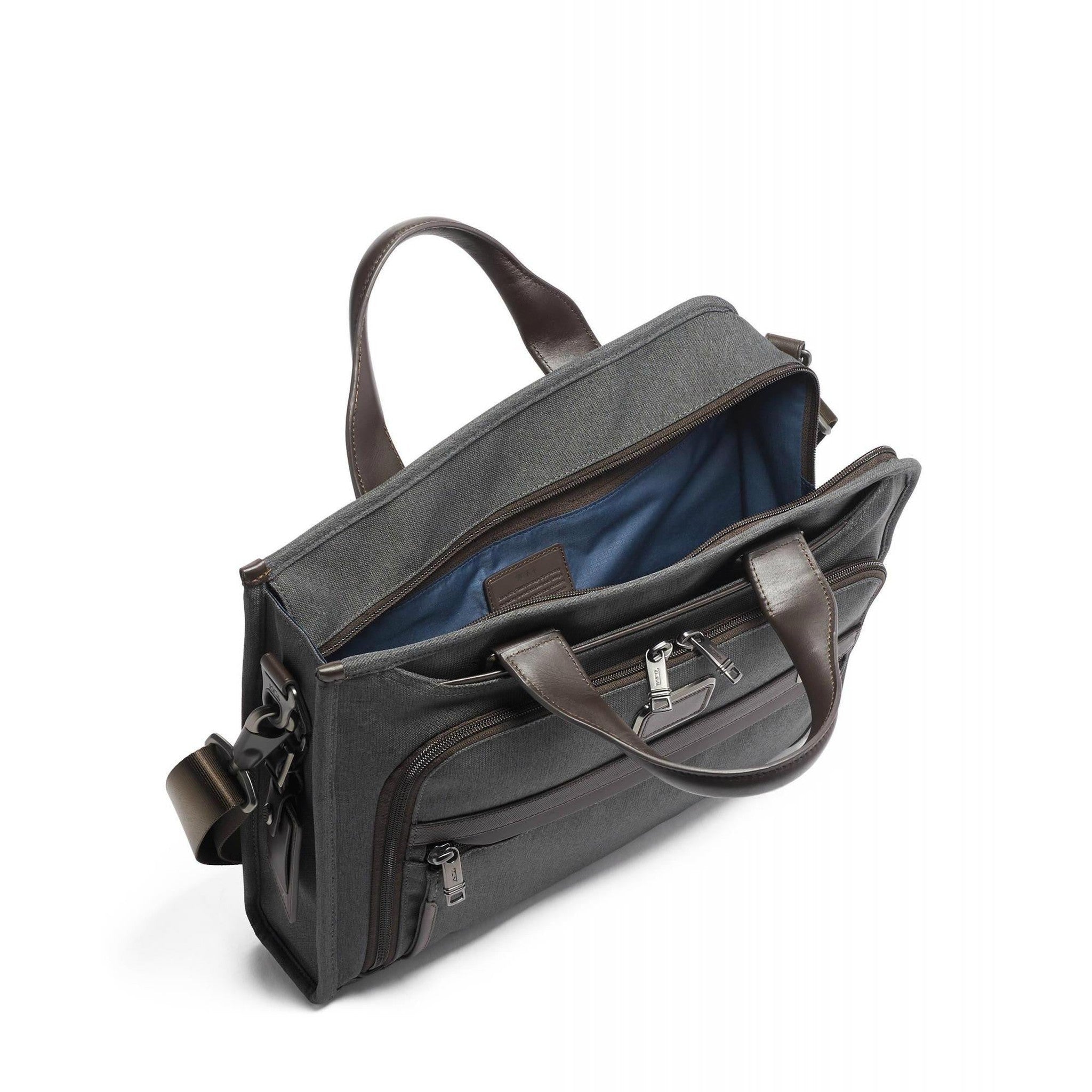 TUMI Alpha 3 Slim Deluxe Leather Business Portfolio - Professional Laptop Briefcase for Work, Travel & Business Meetings | Perfect for Executives & Business Travelers