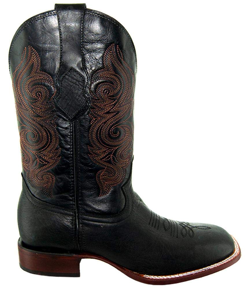 **Soto Men's Genuine Leather Cowboy Boots - Broad Square Toe Western Boots H9001 (Black, 10.5 M US) | Durable & Stylish for Rodeo, Country Dancing & Casual Wear**