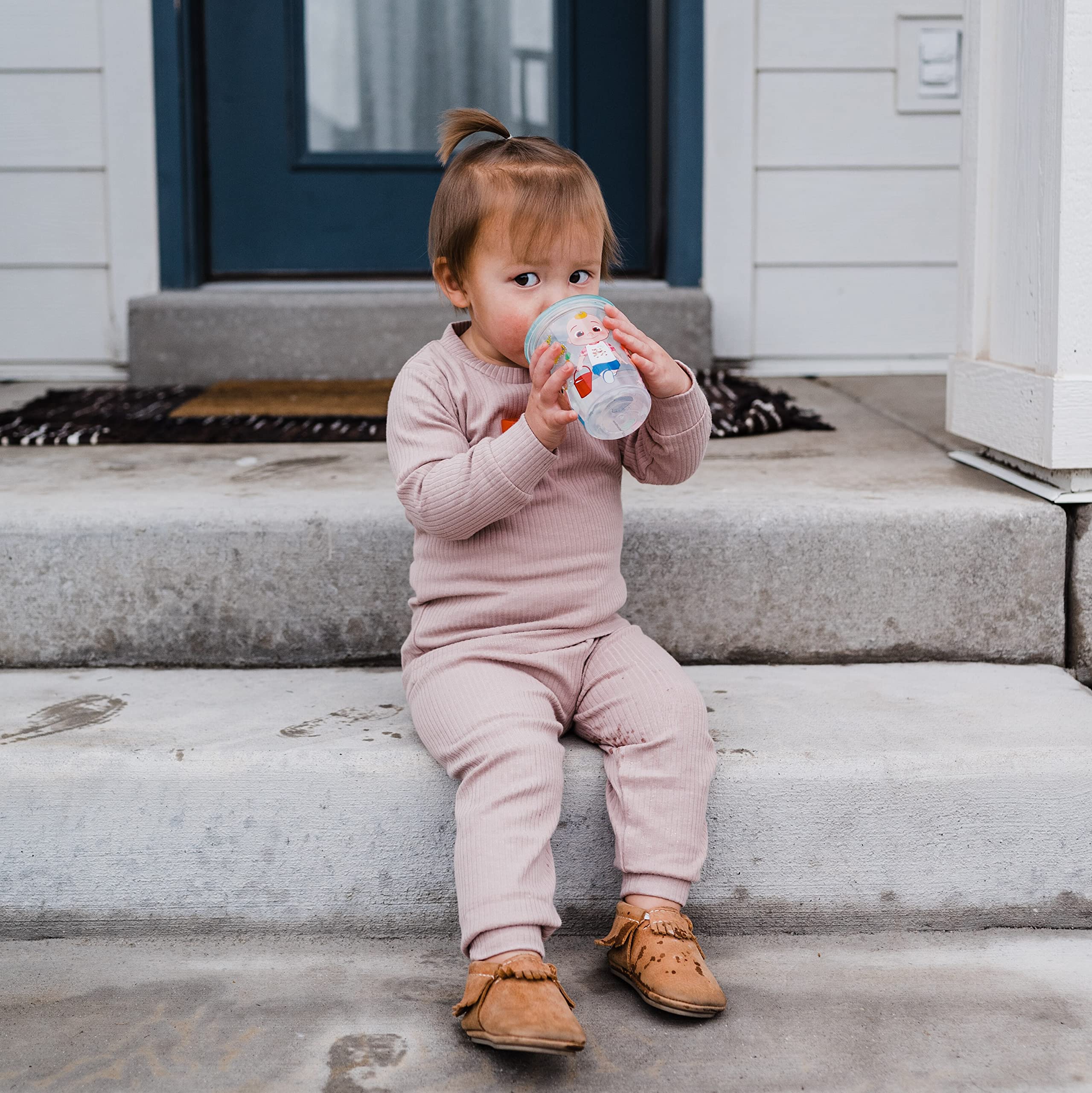 The First Years Cocomelon Take & Toss Toddler Sippy Cups - 10oz Spill-Proof Baby Cups with Snap-On Lids & Travel Caps - BPA-Free Kids Drinking Cups for Home, Daycare & Travel - 8-Pack Cocomelon Party Supplies