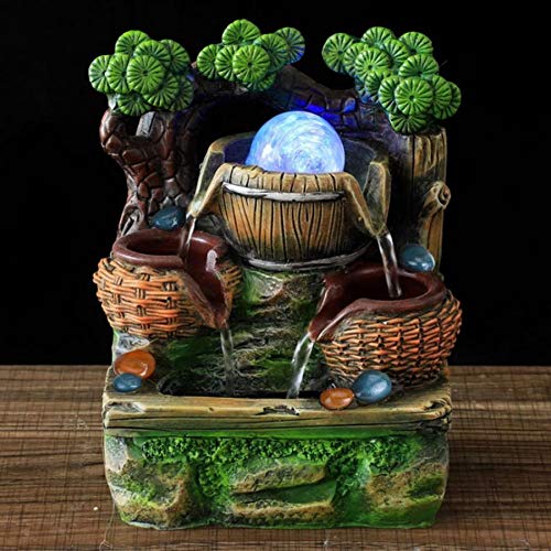 FEANG Small Desktop Water Fountain - Rockery Flowing Water Ornament for Home, Office & Garden Decor - US Plug - Perfect for Desk Décor, Zen Meditation & Relaxation Spaces