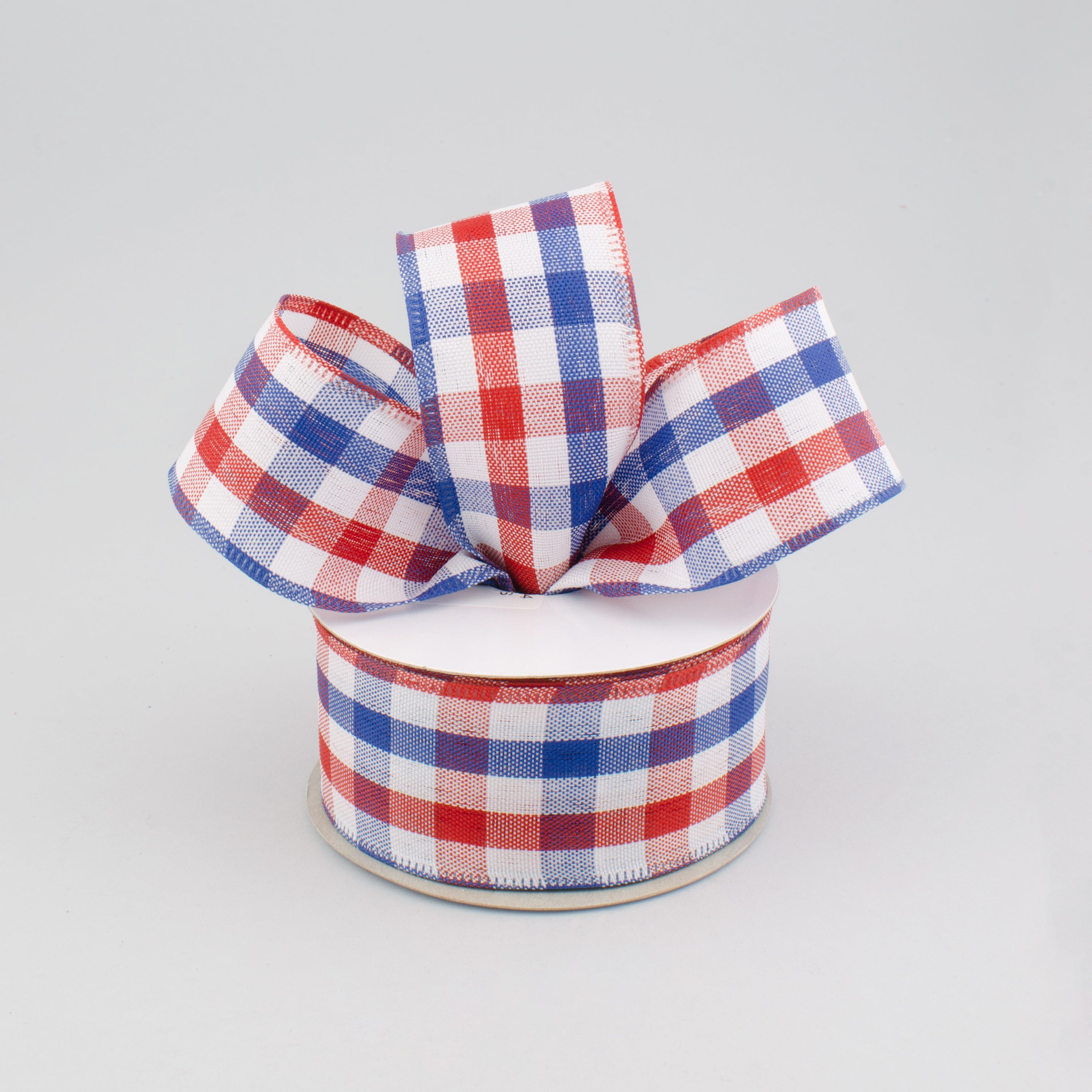 1.5 Inch Patriotic Gingham Plaid Ribbon - Red White & Blue Craft Ribbon (10 Yards) for DIY Decorations, Gift Wrapping & 4th of July Party Supplies