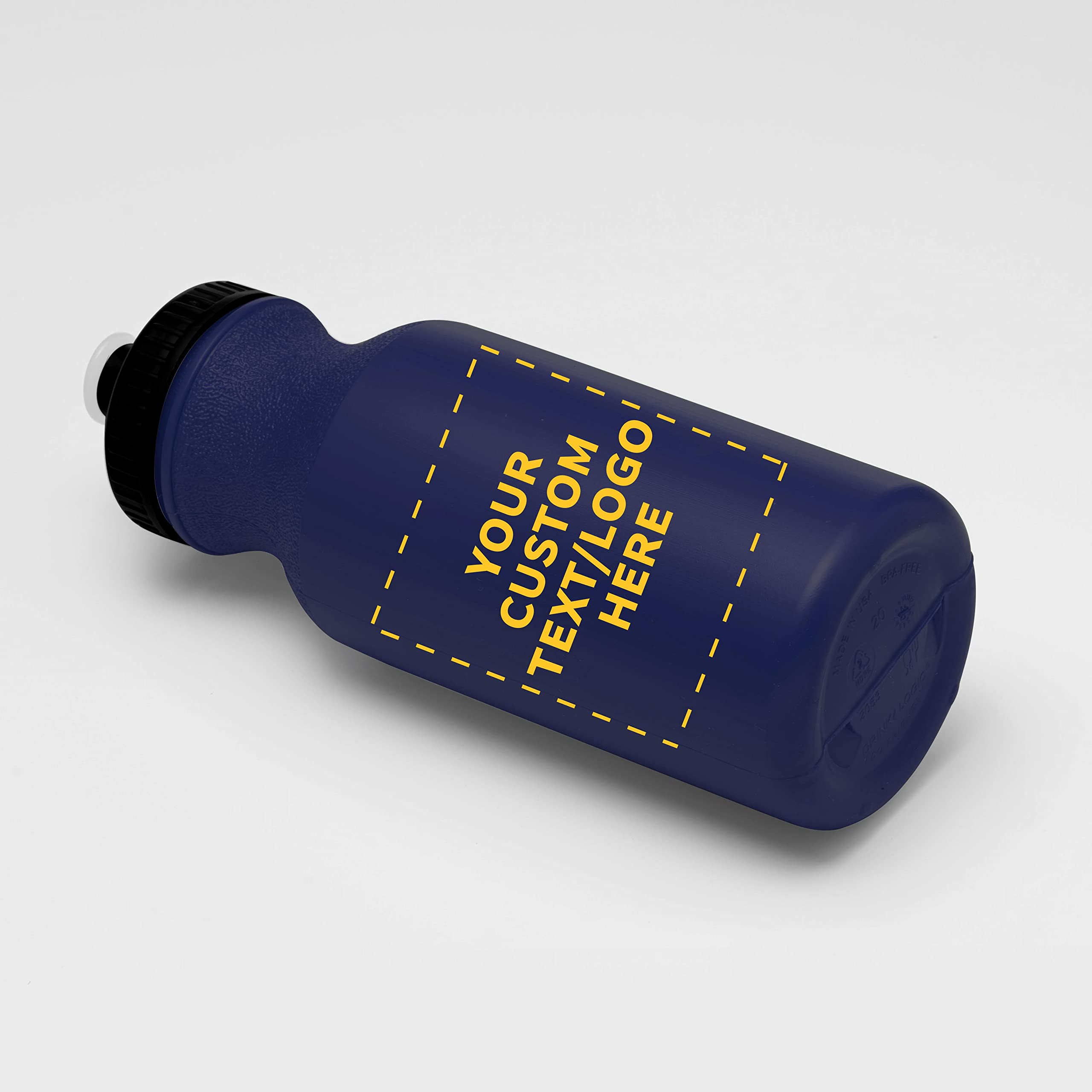 Custom 20 oz. Water Bottles with Push Cap - Bulk Pack of 50 Personalized Navy Blue Sports Bottles | Ideal for Gym, Hiking, Camping & Outdoor Activities | Reusable Hydration for Fitness, Travel & Sports Teams