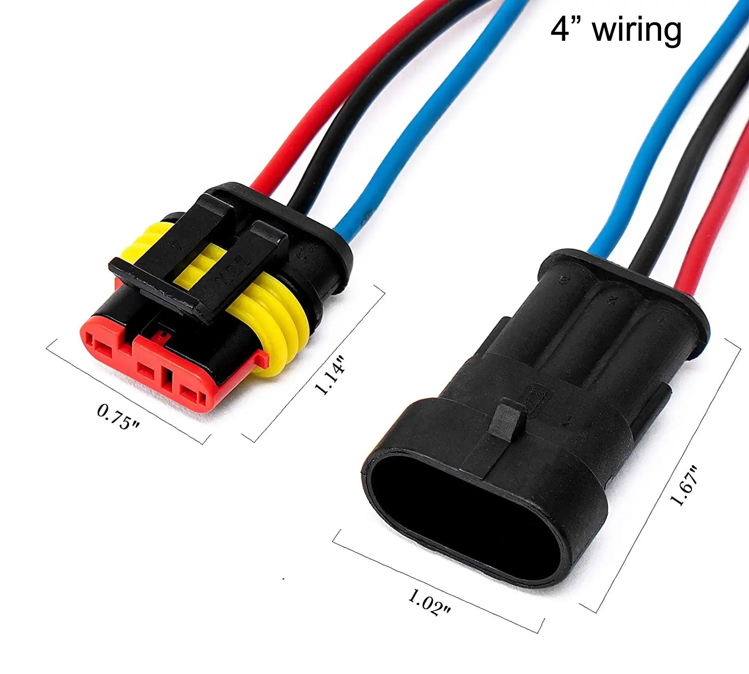 5-Pack 3-Wire Waterproof Electrical Connectors - Male & Female with 18 AWG Pigtail Wires - for Marine, Automotive, Outdoor Lighting & RV Wiring