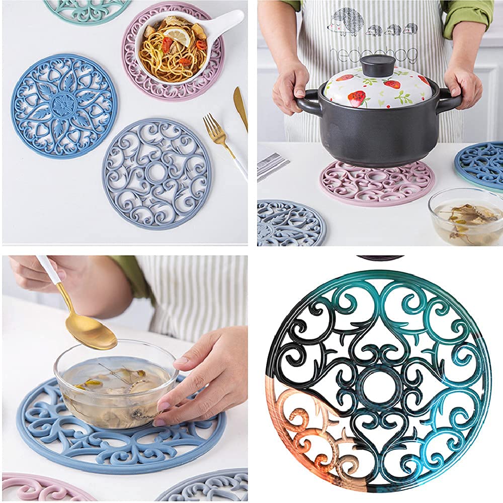 Premium 2-Piece Large Silicone Coaster Molds with 3D Mandala Flower Geode Design - DIY Epoxy Resin Casting Molds for Coasters, Trivets & Decorative Trays - Perfect for Home Decor, Gifts & Craft Projects