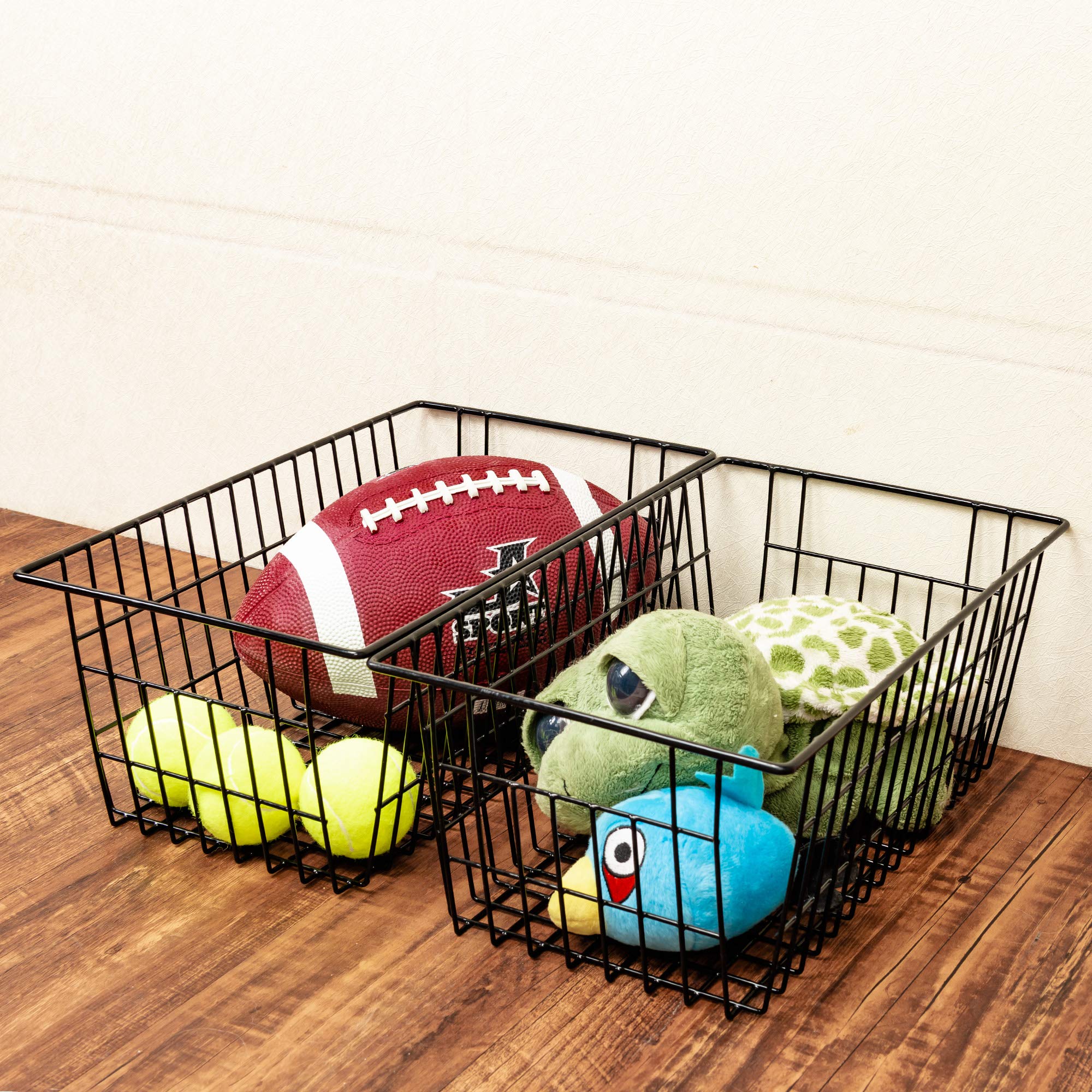 SANNO 3-Pack Black Wire Storage Baskets - 15.7