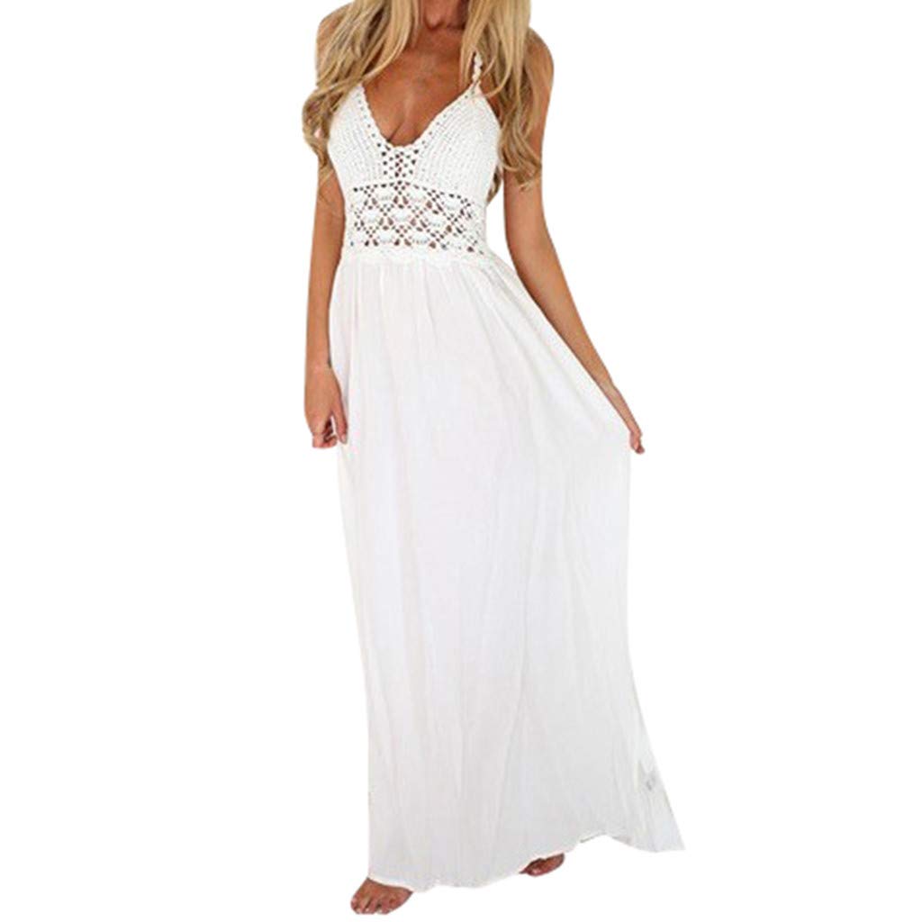 Elegant White Maxi Dress for Women - Sexy Backless Hollow Ball Gown Wedding Guest Formal Dress | Perfect for Weddings, Parties & Special Occasions