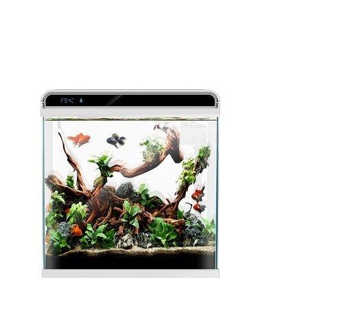 Ultra Clear Glass Nano LED Light Fish Tank 12L White - Perfect for Home, Office, or Aquarium Decor
