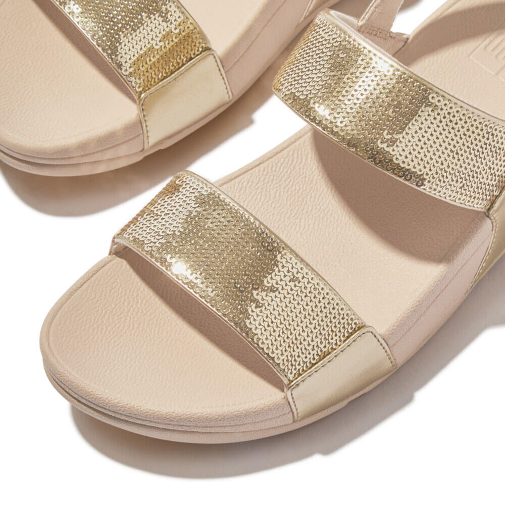 FitFlop Lulu Sequin Slide Backstrap Sandals for Women | Comfortable & Stylish Platform Sandals | Perfect for Beach, Pool Parties & Summer Vacations