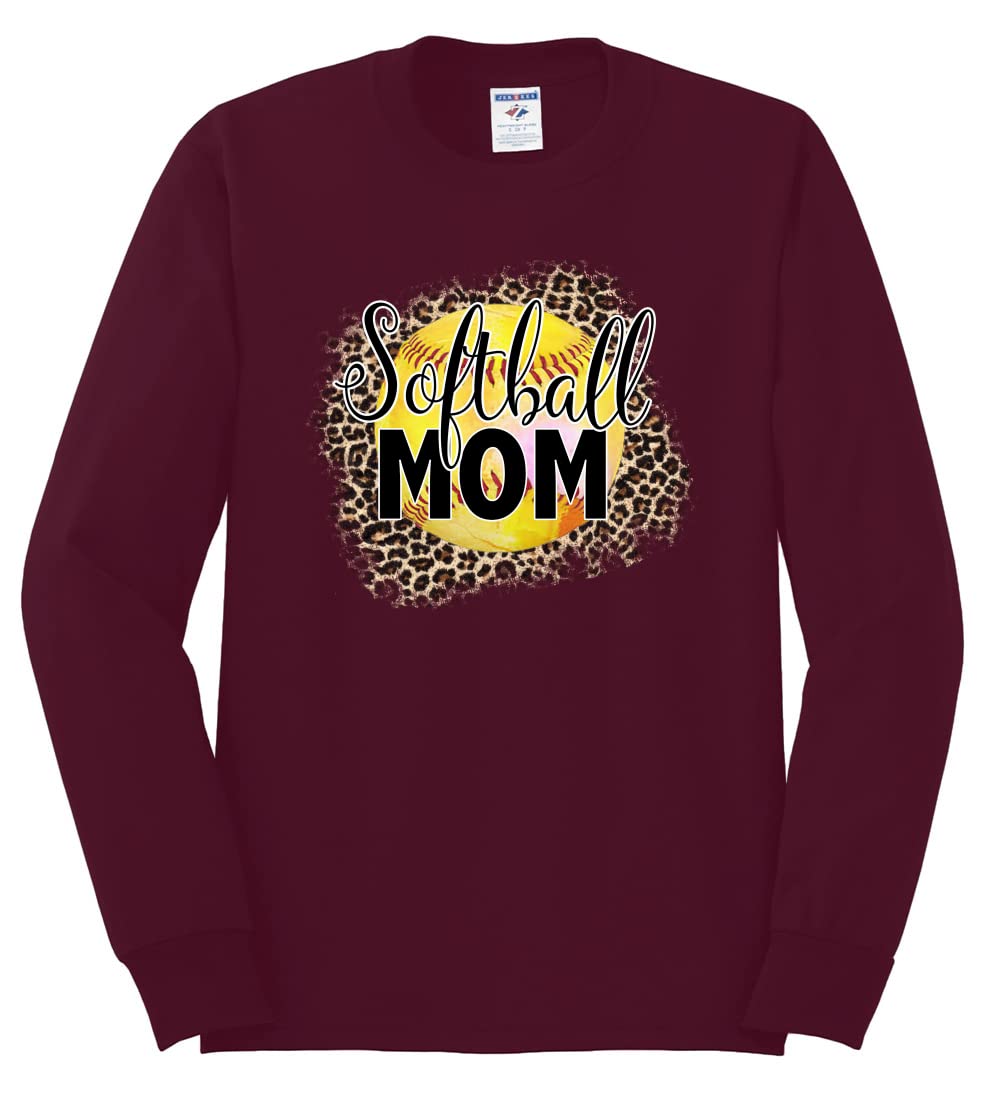 Wild Bobby Softball Mom Animal Print Long Sleeve Shirt for Women & Men - Perfect for Baseball Games, Team Sports & Casual Wear