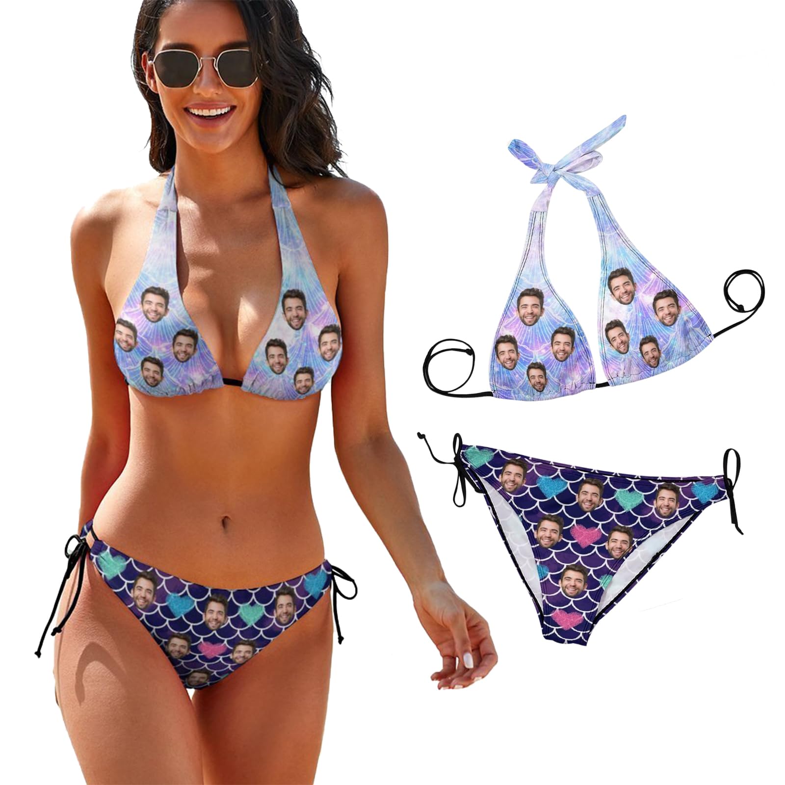 Custom Face Bikini Swimsuits - Funny Personalized Two-Piece for Women - Beach & Pool Party