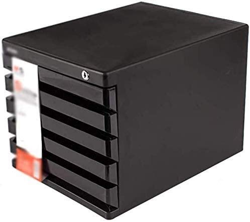 Lockable Desktop File Storage Box - Secure Home Office Organizer with Key for Confidential Documents, Black Plastic Drawer - Perfect for Office, Study & Workspace Organization