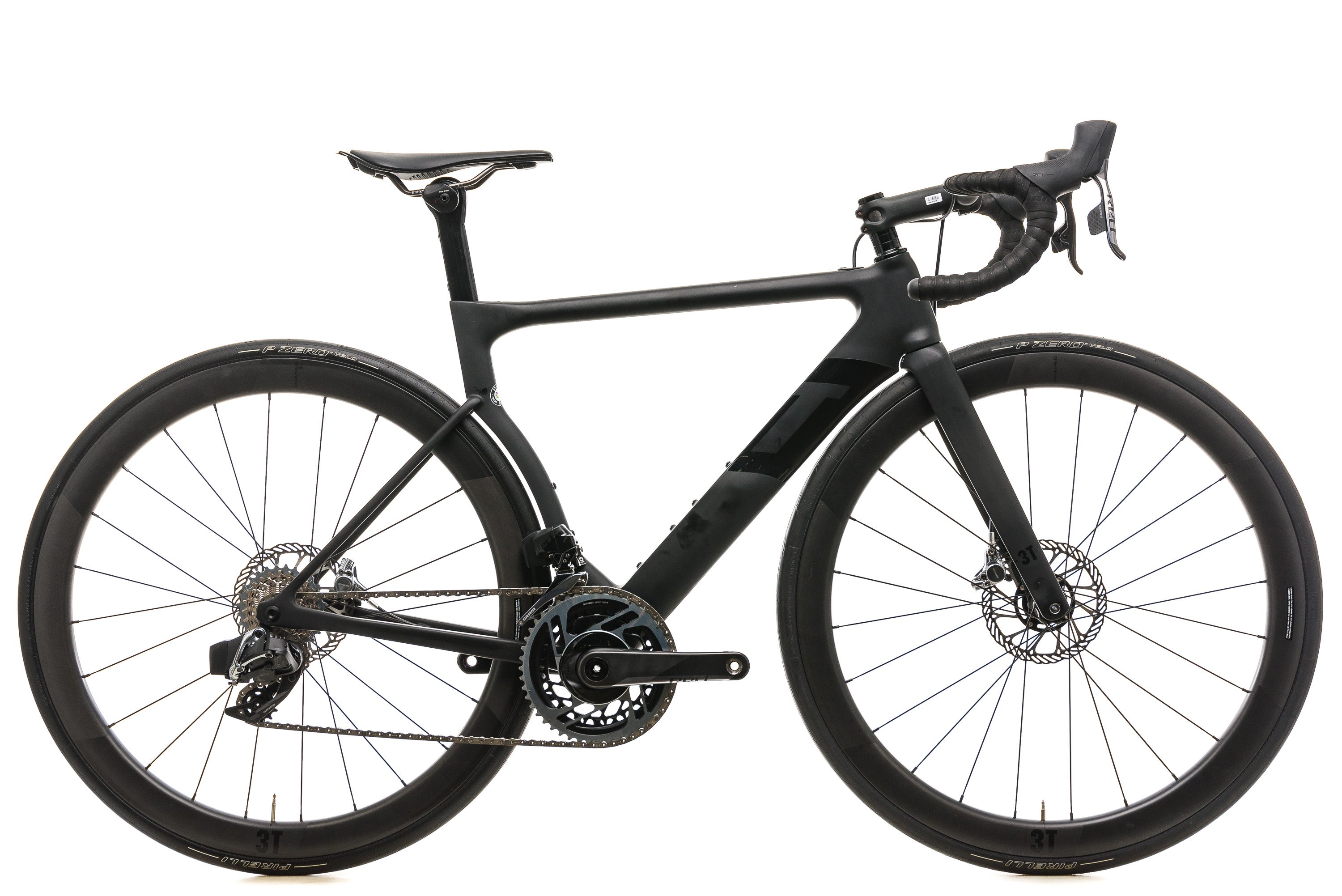 3T Strada Due Team Stealth Road Bike 2019 - Small Size Carbon Frame Aero Road Bike for Racing & Endurance Training | Perfect for Competitive Cyclists & Triathletes