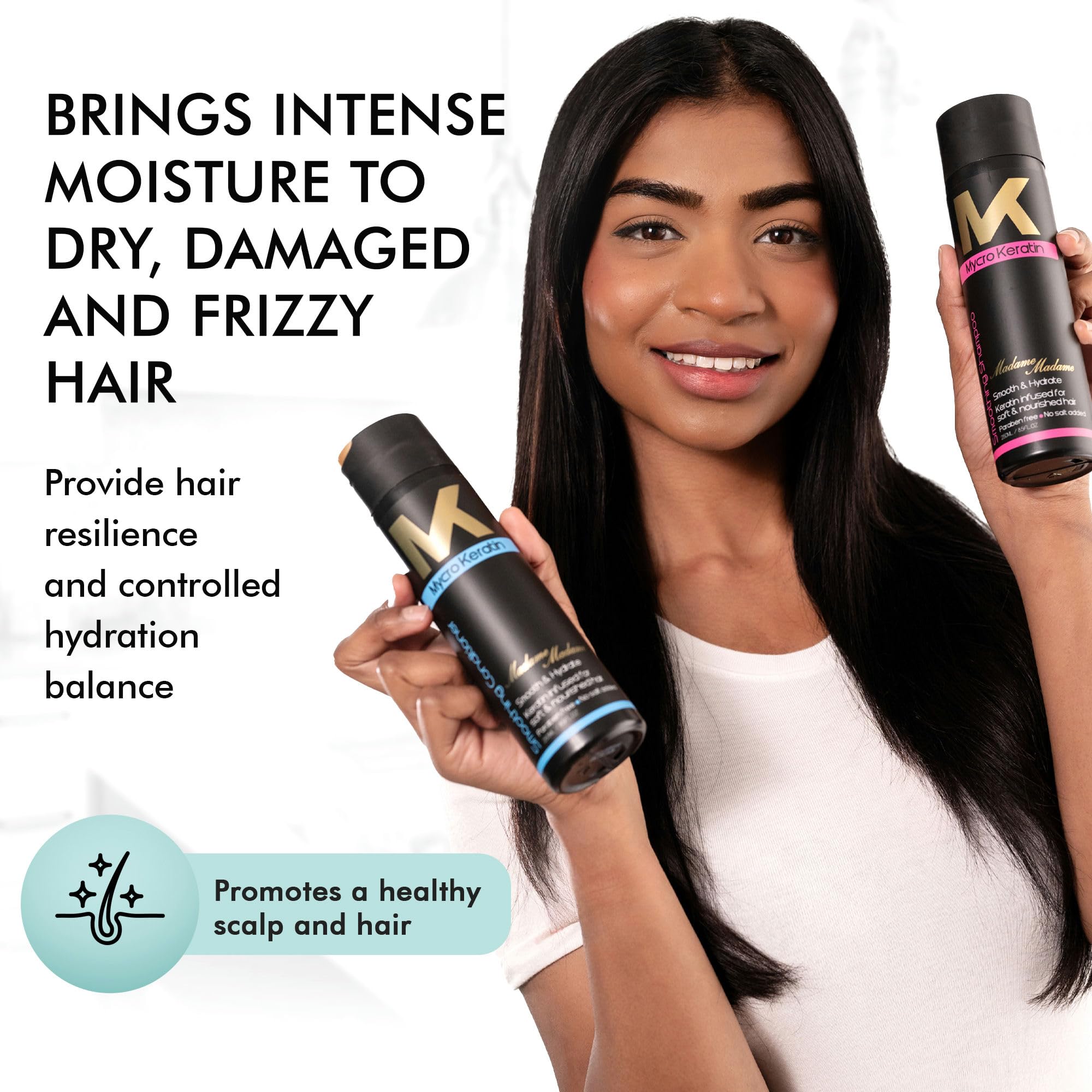 Mycro Keratin Deep Moisturizing Conditioner for Thick Hair - Frizz Control & Hair Loss Prevention with Argan Oil & Vitamins (33.8 Fl Oz) - Salon Quality Treatment for Dry, Damaged & Curly Hair