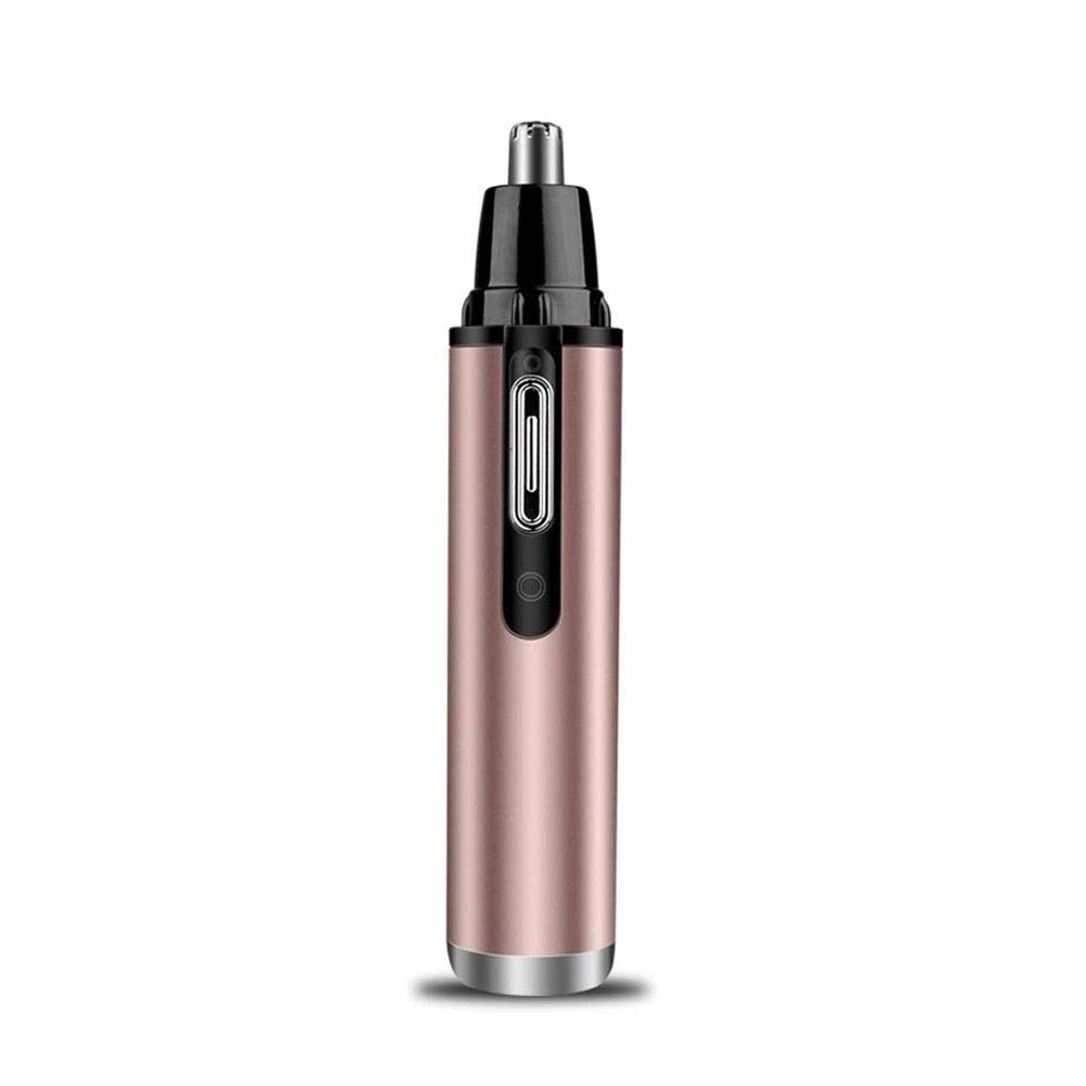 Professional USB Rechargeable Electric Hair Trimmer for Men & Women - Waterproof Eyebrow, Nose, Ear & Facial Hair Clipper with Double-Edge Stainless Steel Blade (Rose Gold) - Perfect for Travel, Home & Personal Grooming