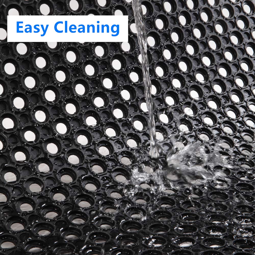 Premium Anti-Fatigue Rubber Door Mat - Non-Slip Drainage Floor Mat for Kitchen, Bathroom, Restaurant & Garage - Heavy Duty Indoor/Outdoor Use - Black 24