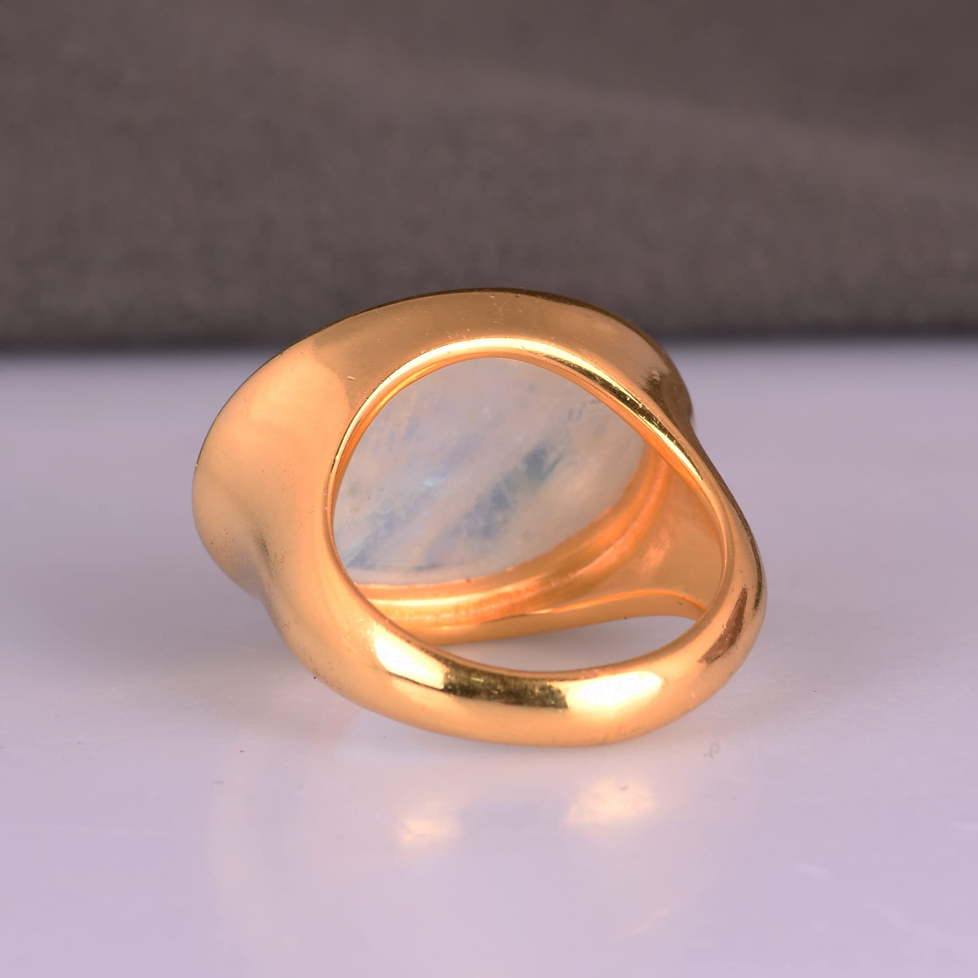 Handmade Rainbow Moonstone & Gold Ring for Women - Elegant Wedding, Engagement, Birthday, Mother's, Bridesmaid, Graduation, Retirement & Teacher Gift - Personalized Jewelry for Mom - Size 8.5 - Perfect for Special Occasions & Everyday Wear