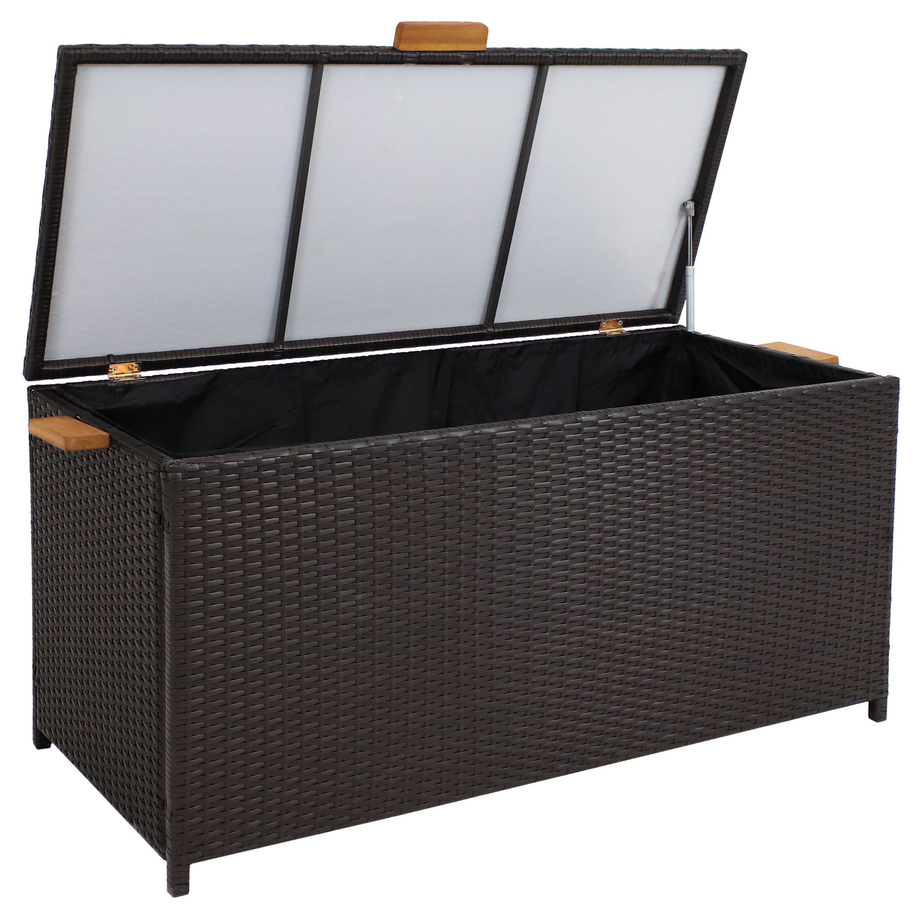 Sunnydaze 75 Gallon Resin Rattan Deck Box for Outdoor & Indoor Storage - Perfect for Patio, Garden, Poolside, and Backyard Organization