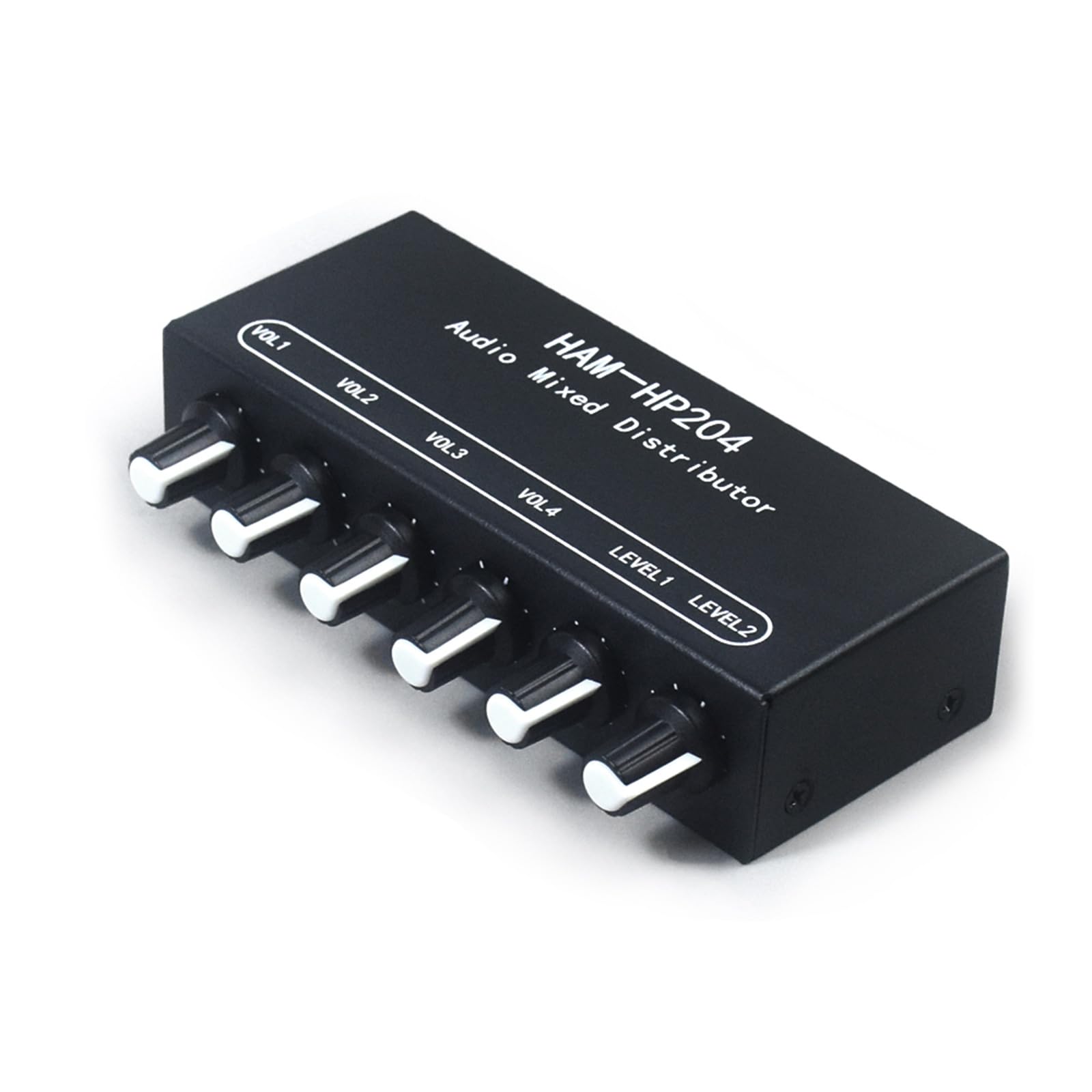 2 Input 4 Output 3.5mm Stereo Audio Mixer Selector Switcher - Headphone Amplifier with Individual Volume Control for Home Studio, DJ Setup & Gaming Stations