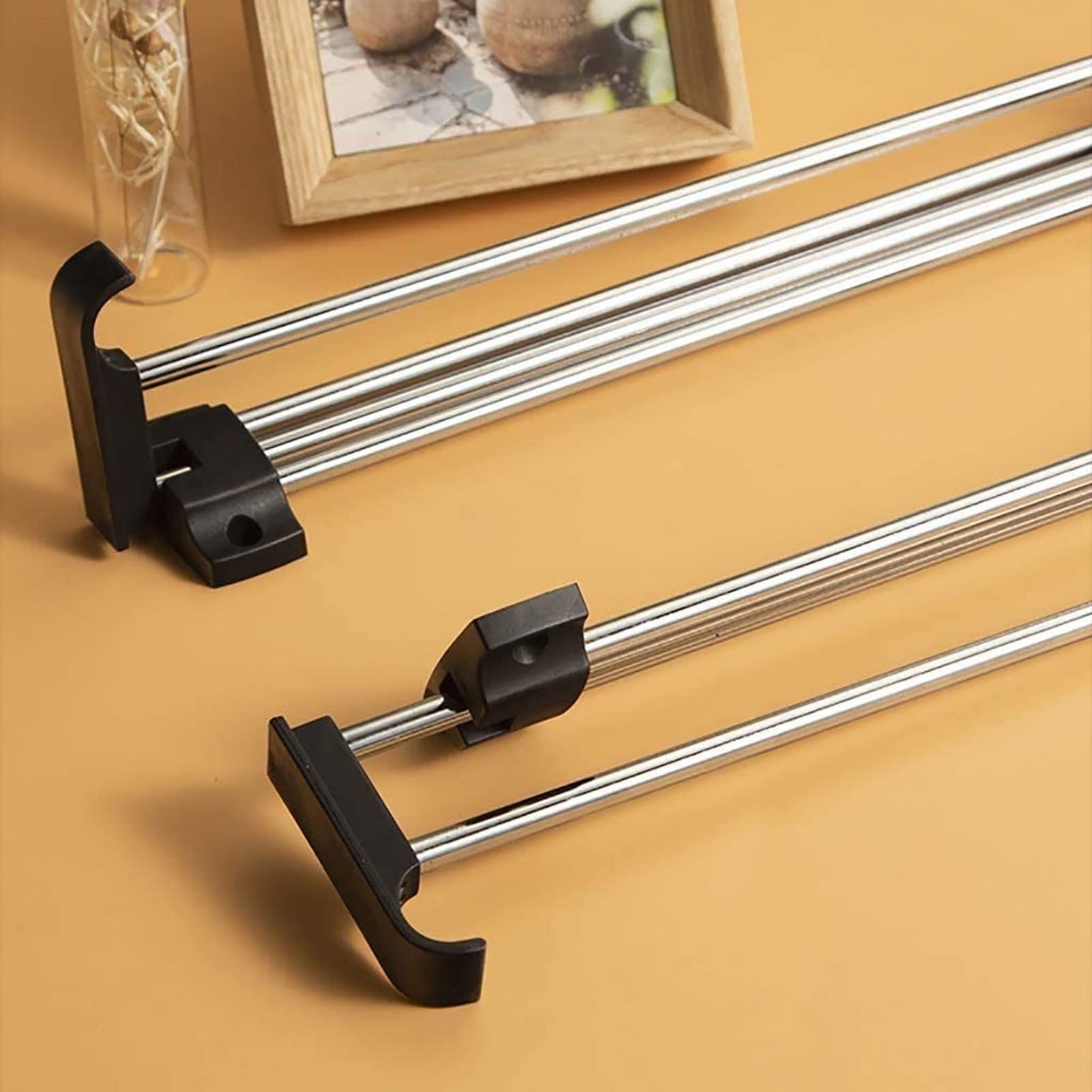 Heavy Duty Retractable Closet Rod - Pull Out Wardrobe Hanger Rail & Towel Rack - Polished Chrome - 5 Adjustable Sizes (25cm-50cm) - Perfect for Closet Organization, Bedroom Storage & Bathroom Towel Hanging (Size: 40cm/15.7in)