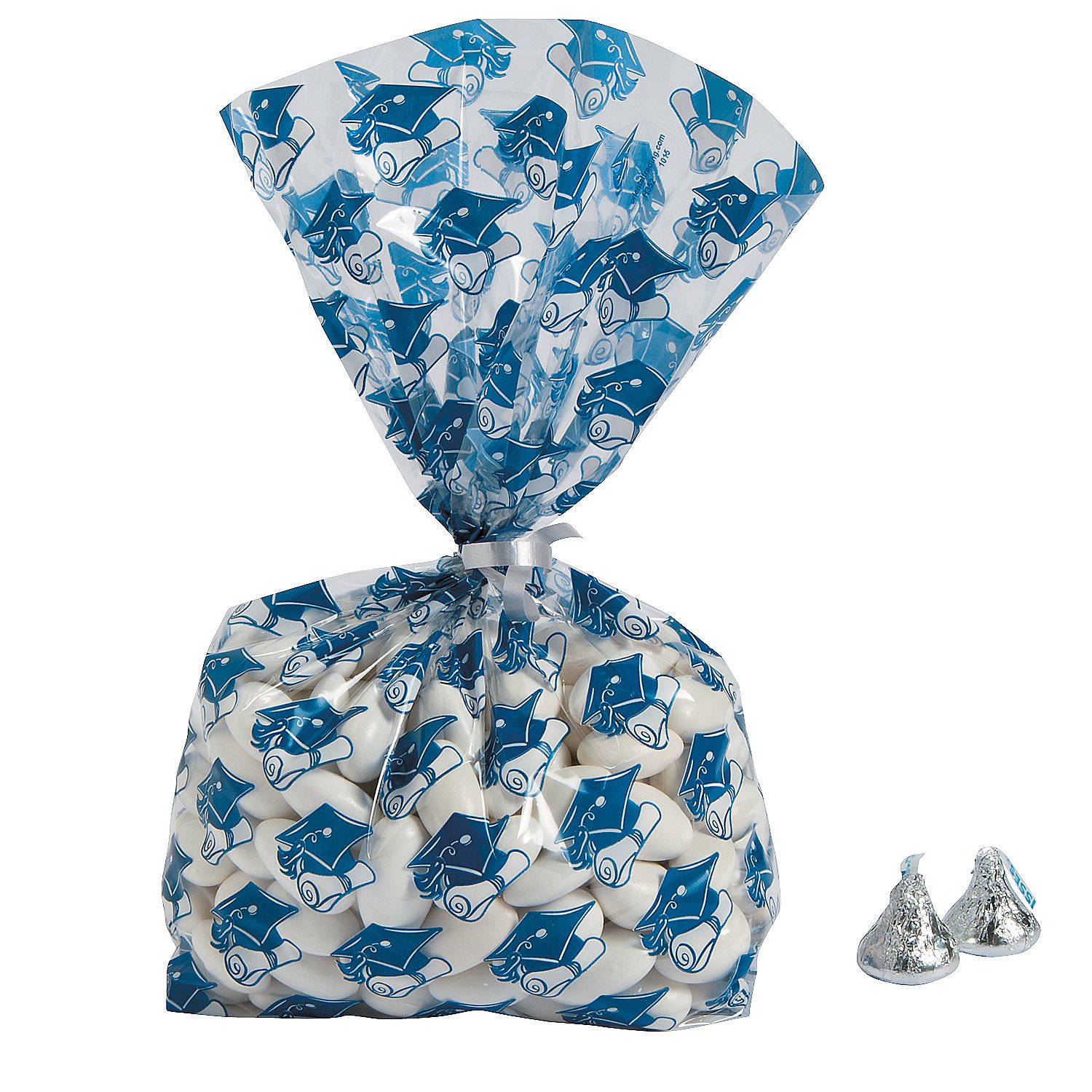 Fun Express Blue Graduation Cello Bags - 12 Pack of Cellophane Party Favor Bags for Graduation Ceremonies, School Events & Celebration Decorations