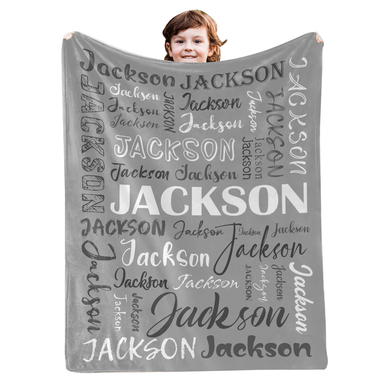 MyPupSocks Personalized Baby Blanket - Custom Name Blanket for Kids, Teens & Adults - Gray Throw Blanket for Birthday, Christmas Gifts - Perfect for Family, Friends & Cozy Home Decor