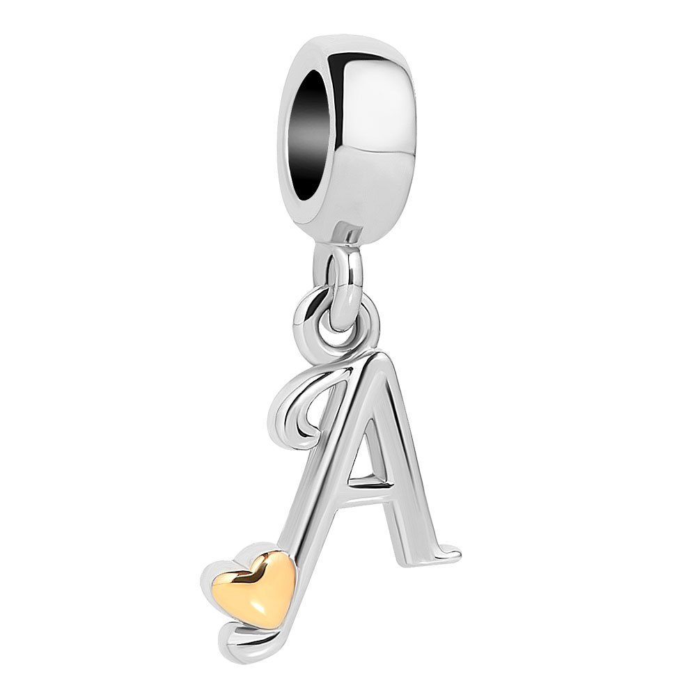 A-Z Alphabet Letter Charm Beads for Bracelets - DIY Jewelry Making Supplies for Necklaces, Keychains & Craft Projects (Letter A)
