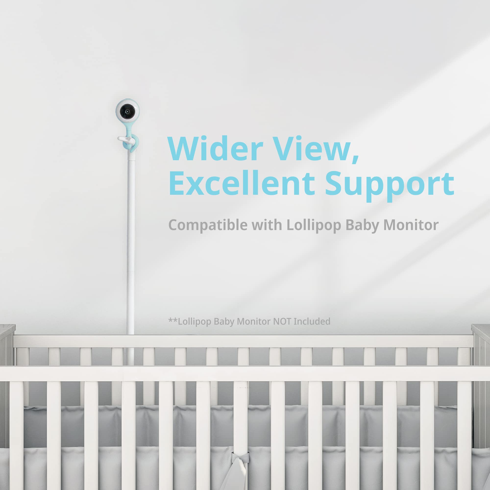 Lollipop Baby Monitor Floor Stand - Adjustable Nursery Crib Mount with Flexible Silicone Head (White) | Perfect for Nursery, Bedroom & Child Safety Monitoring