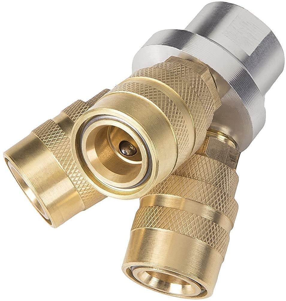 Cal Hawk Tools CAHQC3A Quick Connect Air Hose Splitter - Heavy Duty Brass Fitting for Air Compressors, Pneumatic Tools - Perfect for Workshops, Garages, and DIY Projects