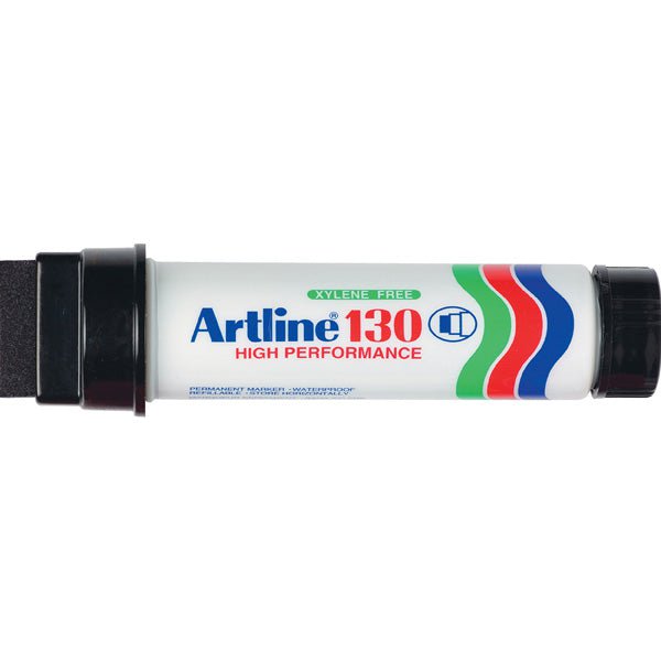 Artline 130 Permanent Marker - 30mm Wedge Nib, Black Ink, Pack of 6 - Ideal for Office, School & Industrial Labeling