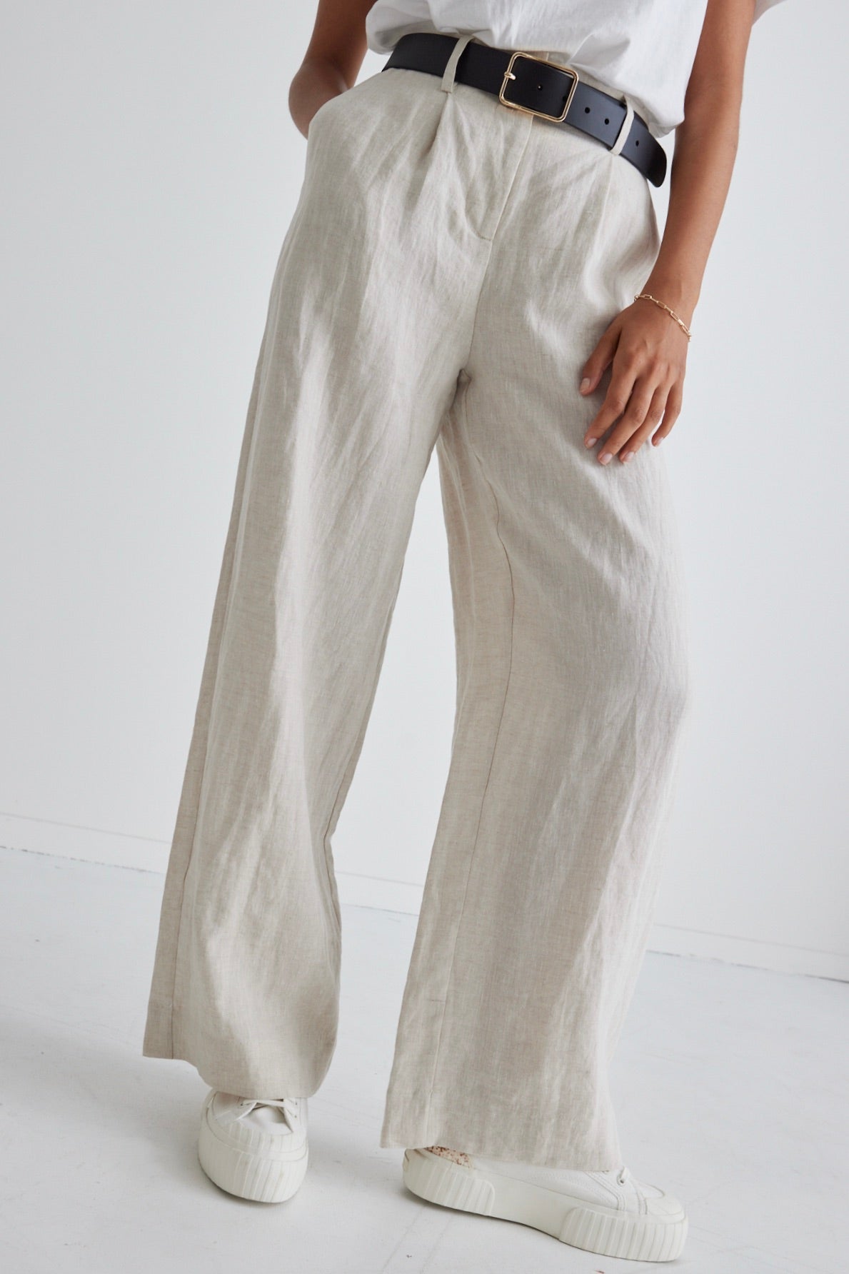 Island Natural Linen Pleat Front Wide Leg Pants for Women - Comfortable Summer Casual Trousers for Beach, Vacation & Everyday Wear