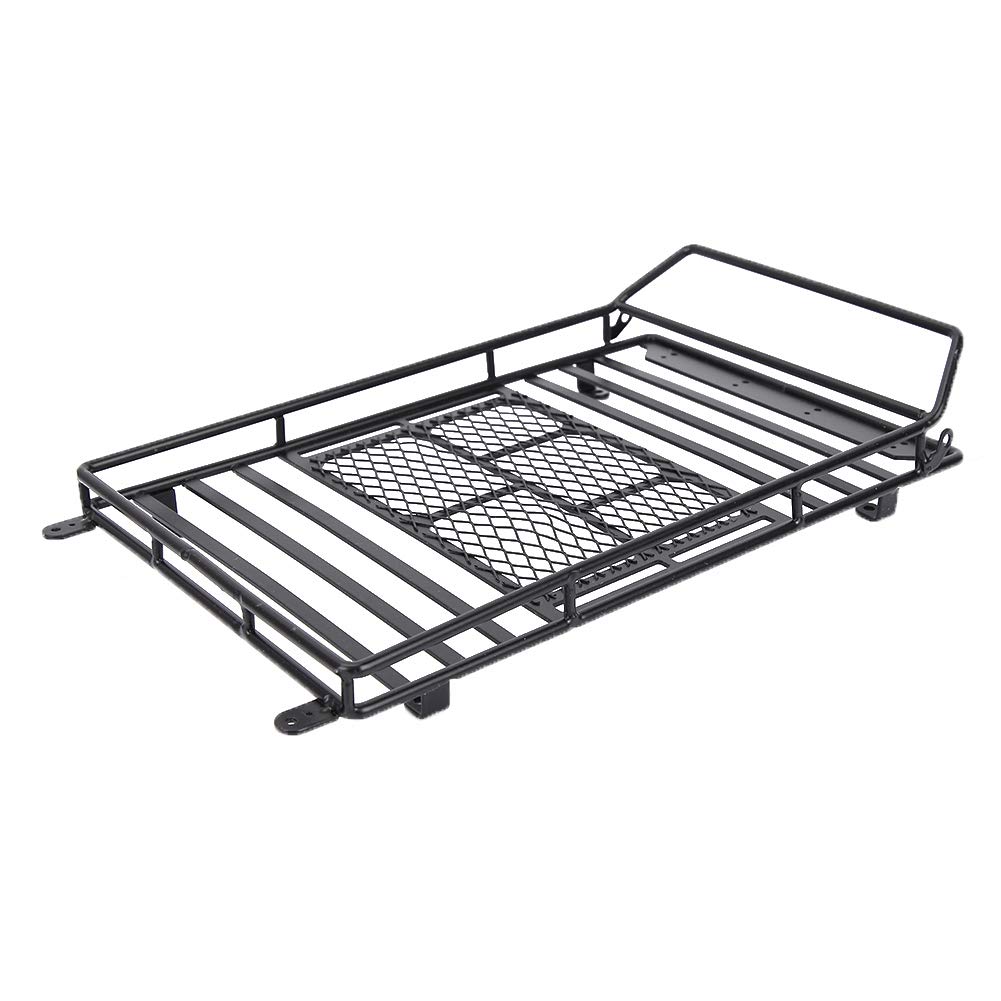 1/10 SCX10 RC Crawler Car Metal Roof Rack with LED Light - Heavy Duty Luggage Carrier Accessory for Off-Road Adventure & Camping Trips